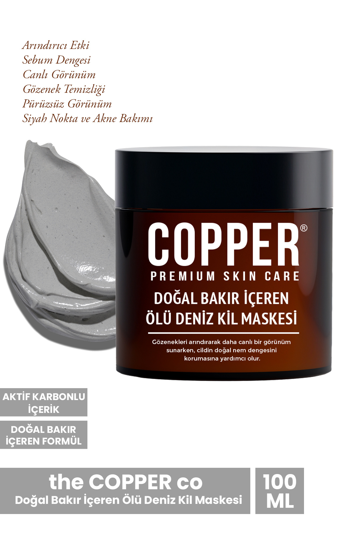 The Copper Co COPPER Doğal Bakır İçeren Ölü Deniz Kil Maskesi 100