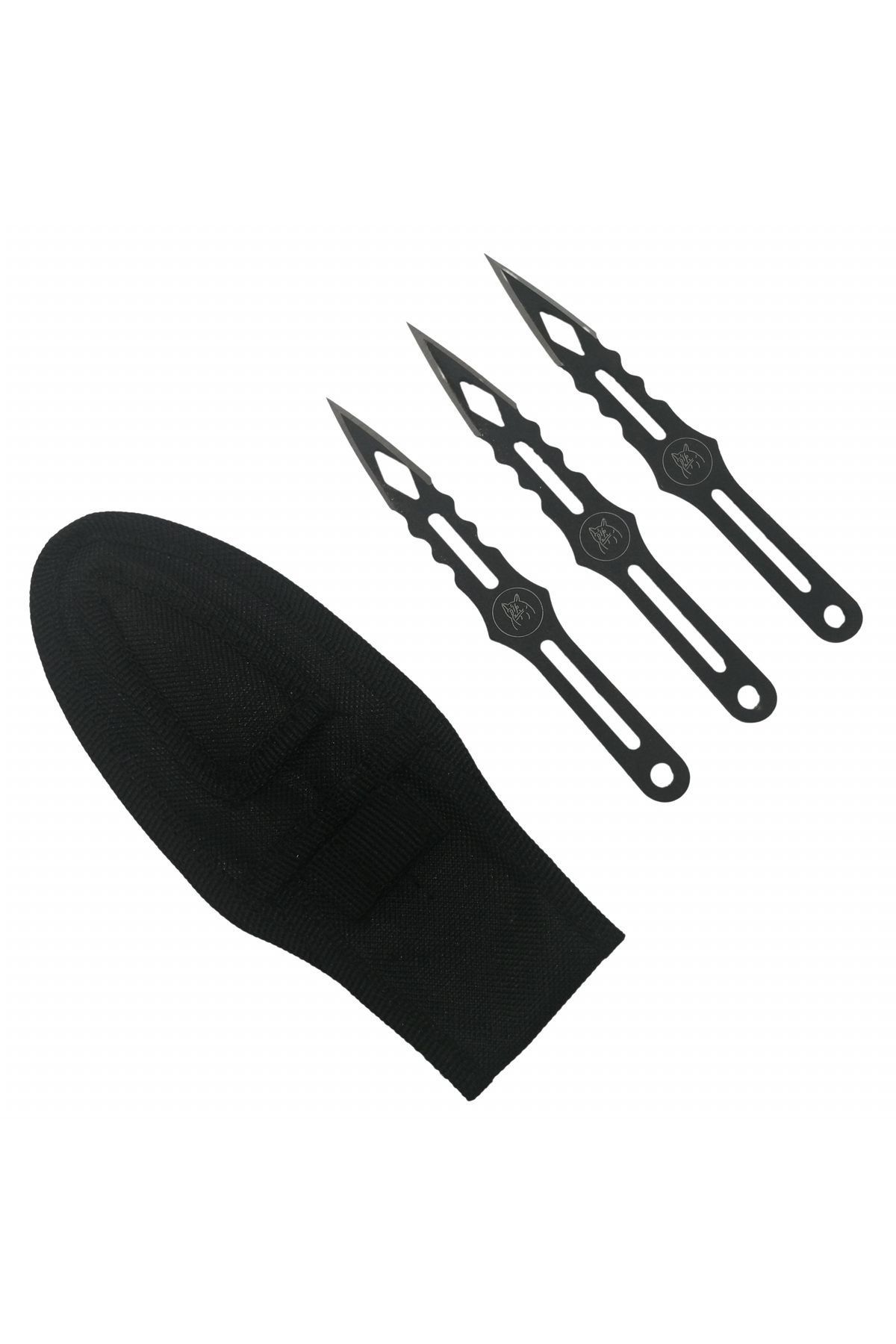 Depox Set De Trei Cuțite De Aruncat, Black Cat, Oțel Inoxidabil, 13,5 Cm, Teacă Inclusă - One Size