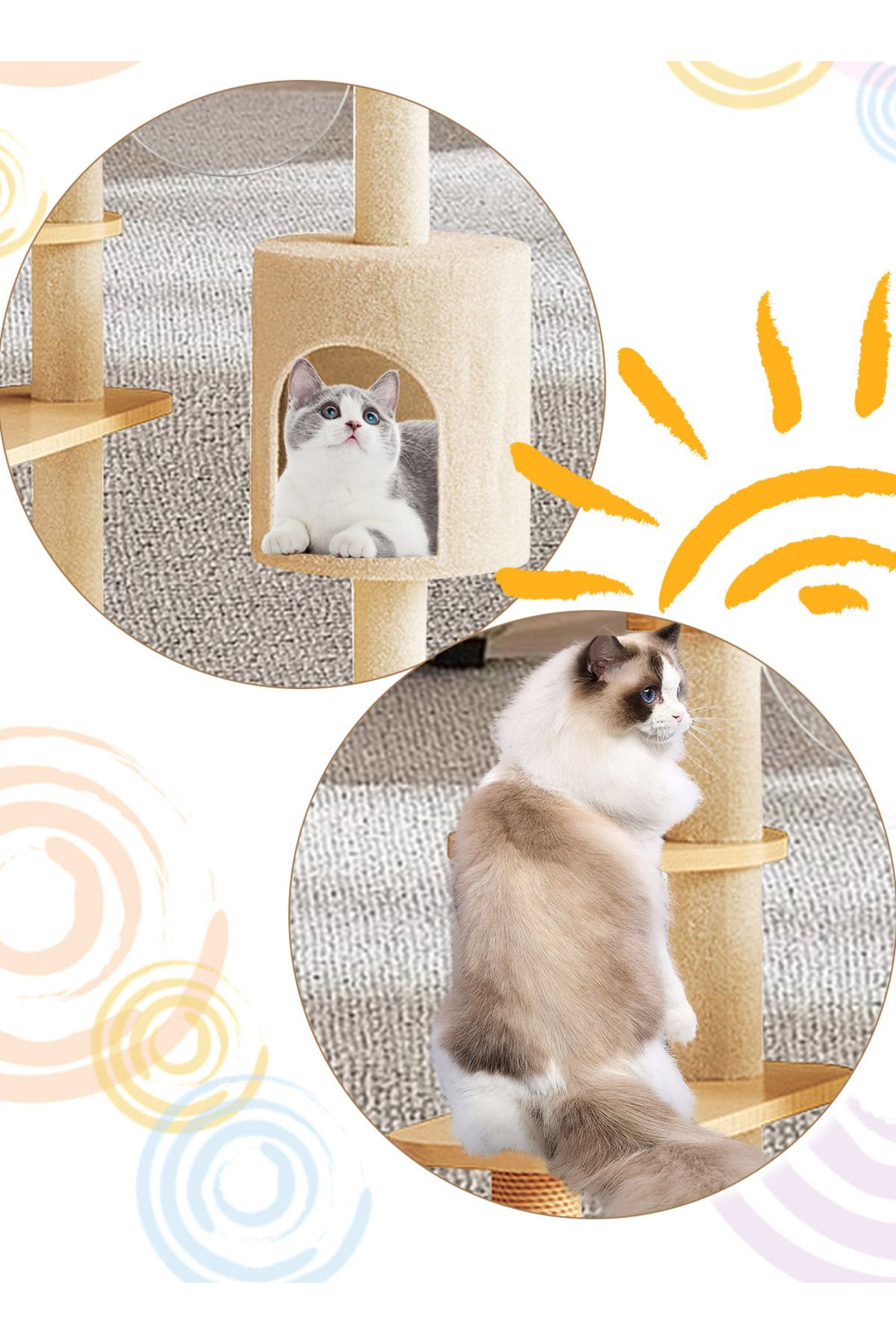 KidLe-Cat Climbing Frame Cat Nest Cat Scratching Board Cat Tree 2