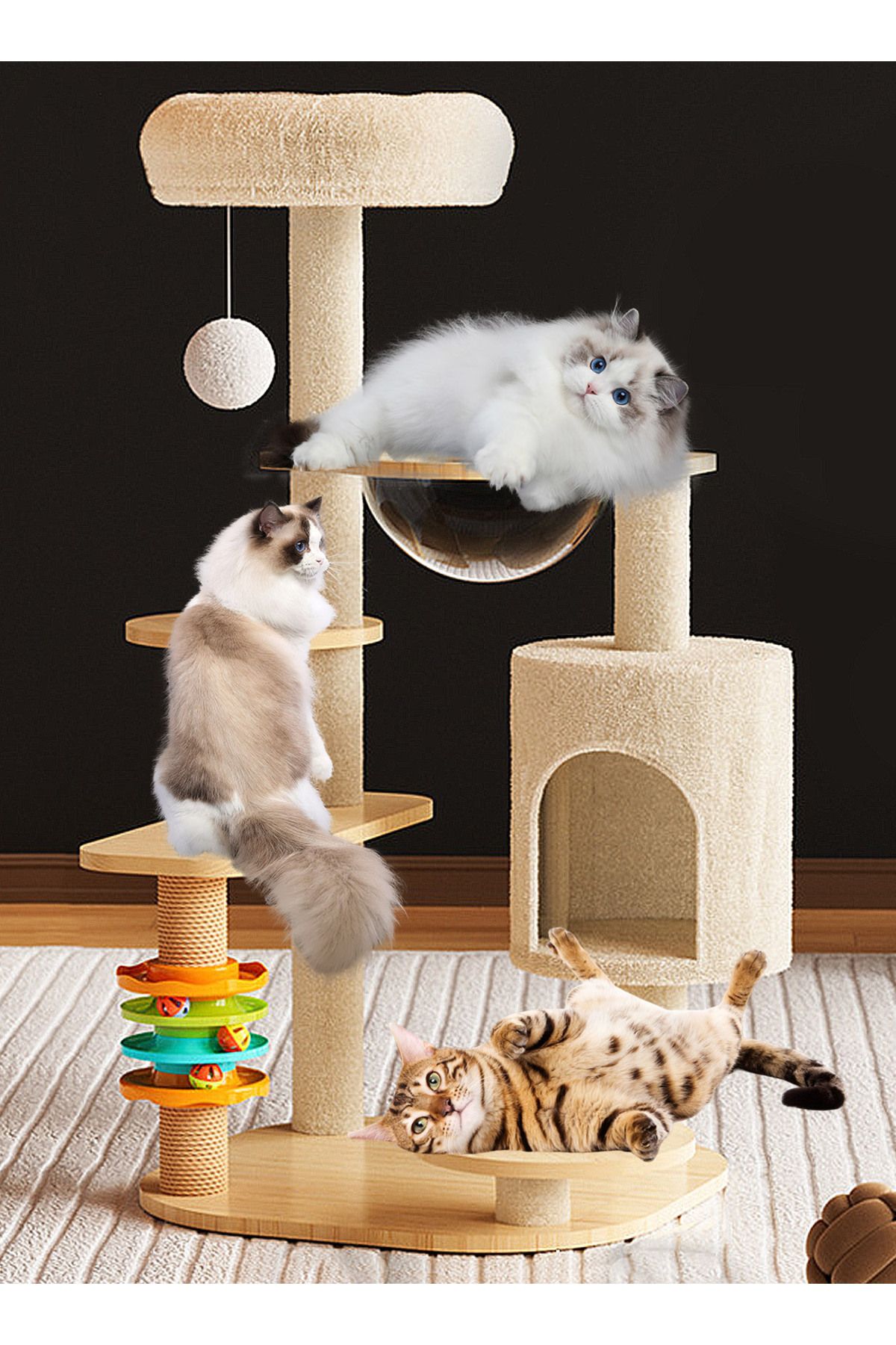 KidLe-Cat Climbing Frame Cat Nest Cat Scratching Board Cat Tree 5