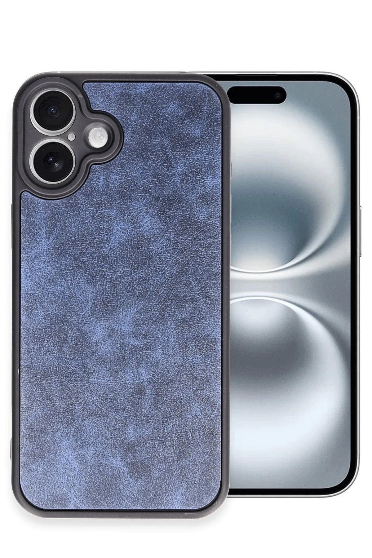 NewFace iPhone 16 Plus Kılıf Aras Deri Kapak - Lacivert HNZRN