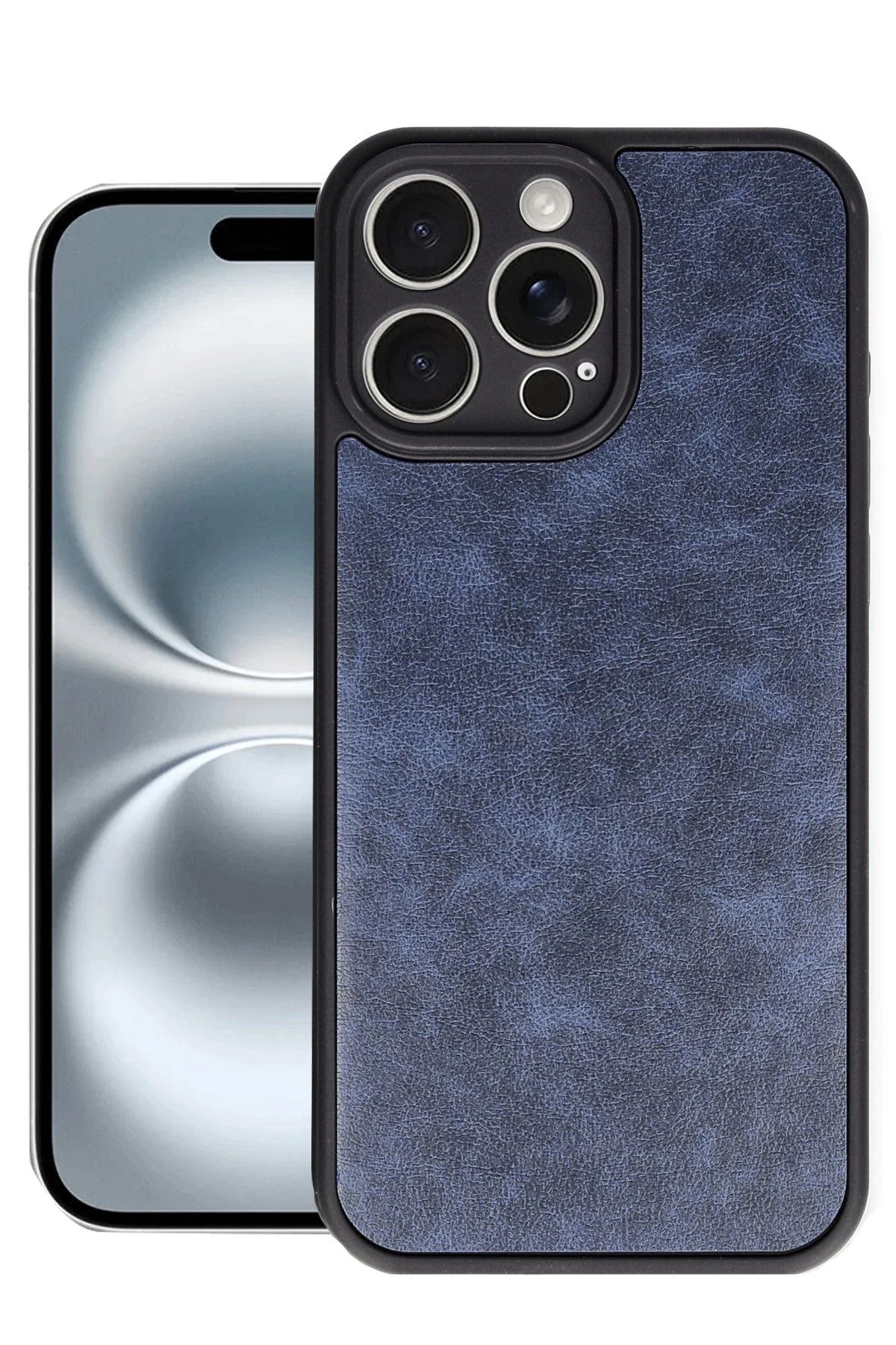 NewFace iPhone 16 Pro Kılıf Aras Deri Kapak - Lacivert HNZRN