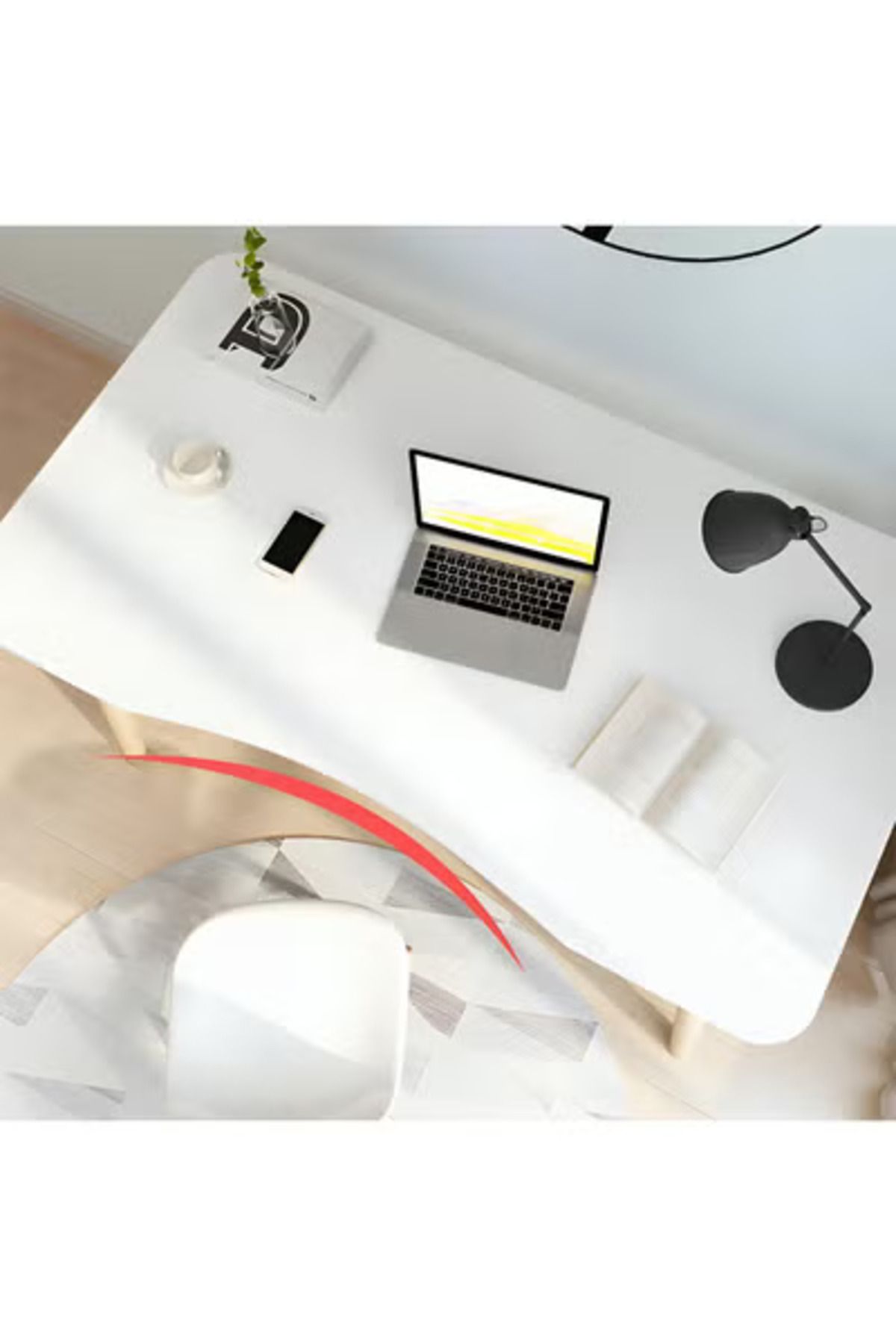 Taimi-Computer Desk, Study Writing Table, Gaming Desk Curved Edge Table Design 120x60x73cm - White 3