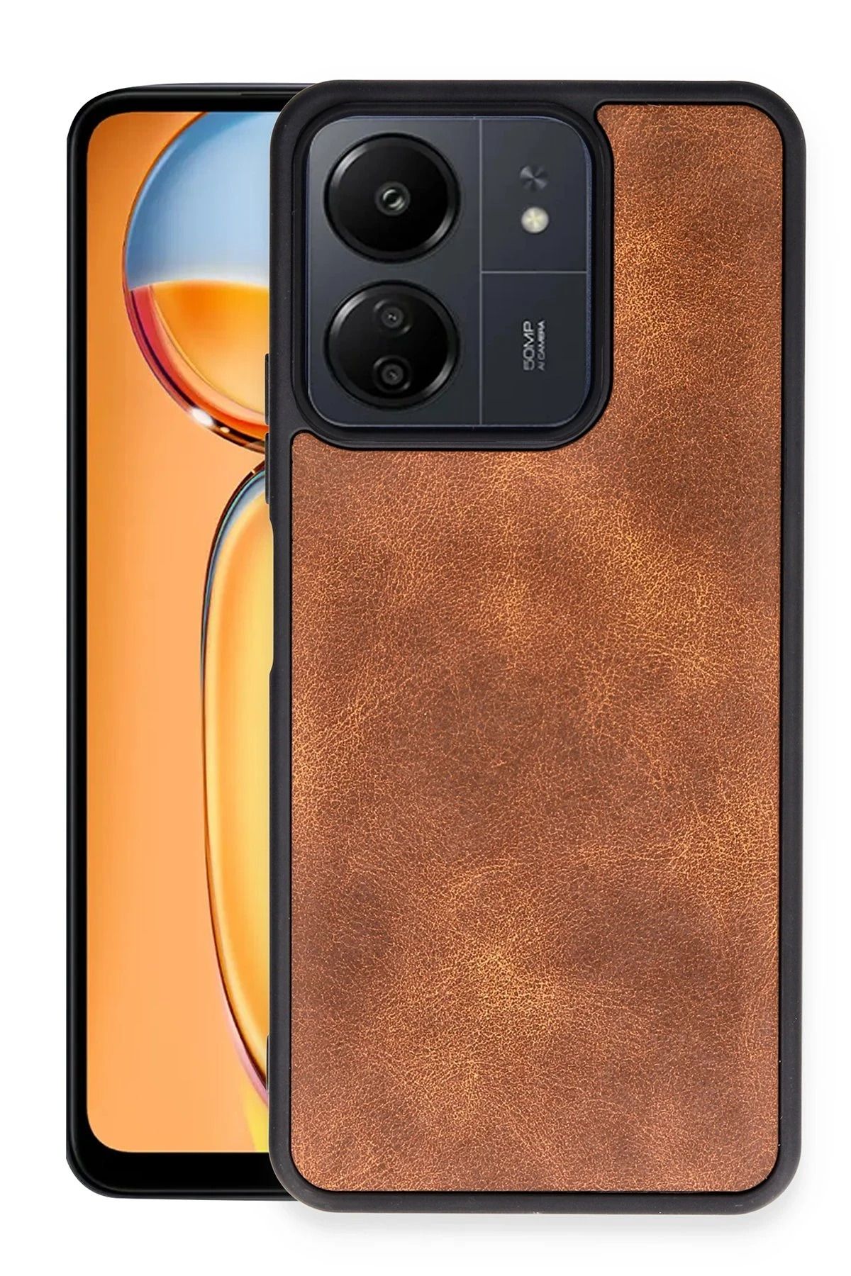 NewFace Xiaomi Redmi 13C Kılıf Aras Deri Kapak - Taba FERRG