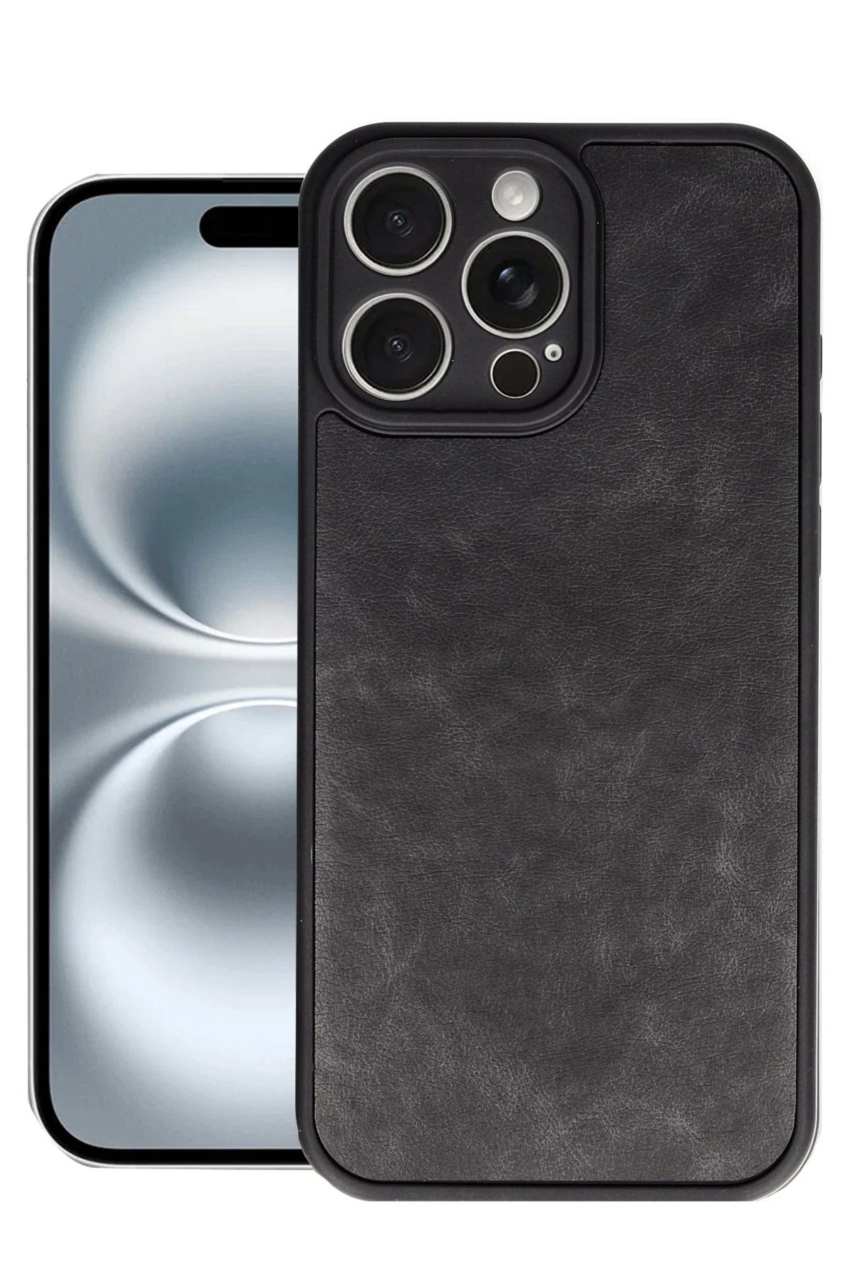 NewFace iPhone 16 Pro Kılıf Aras Deri Kapak - Siyah HNZRN
