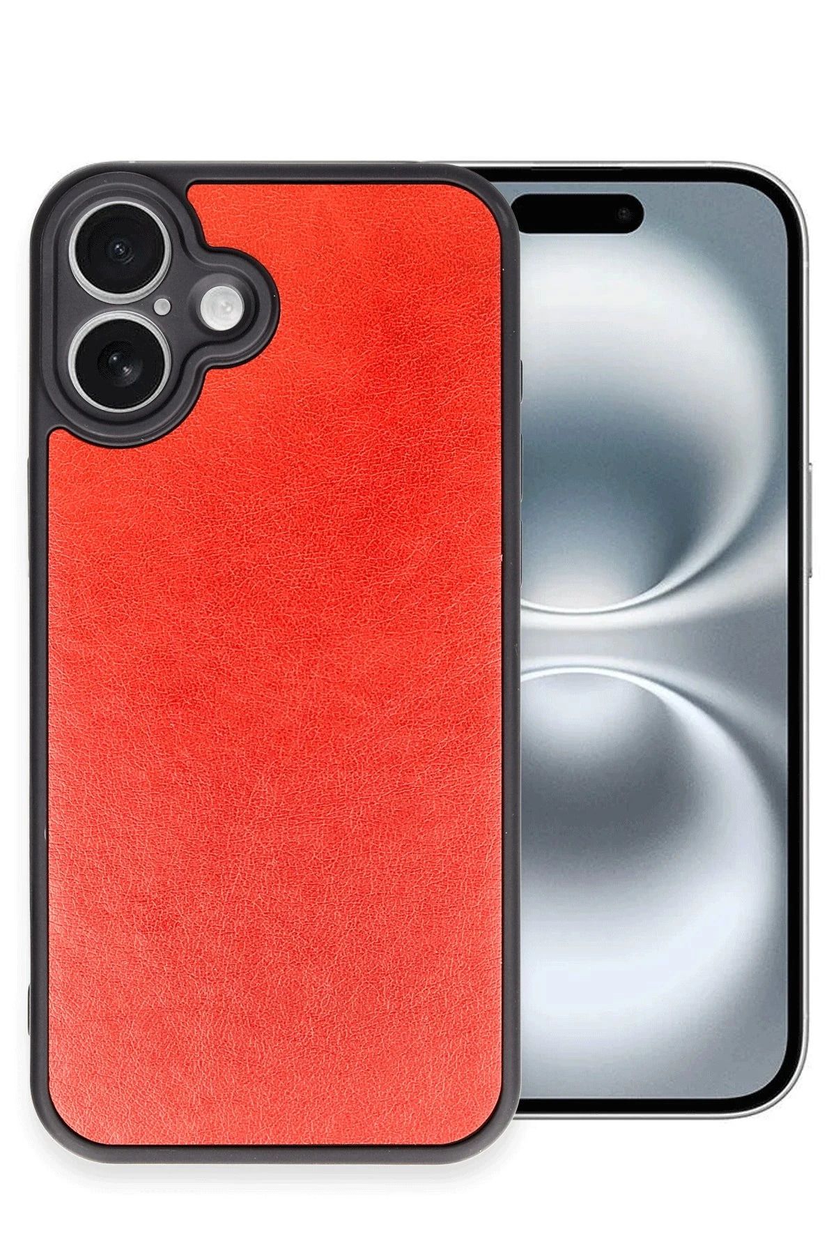 NewFace iPhone 16 Plus Kılıf Aras Deri Kapak - Kırmızı HNZRN