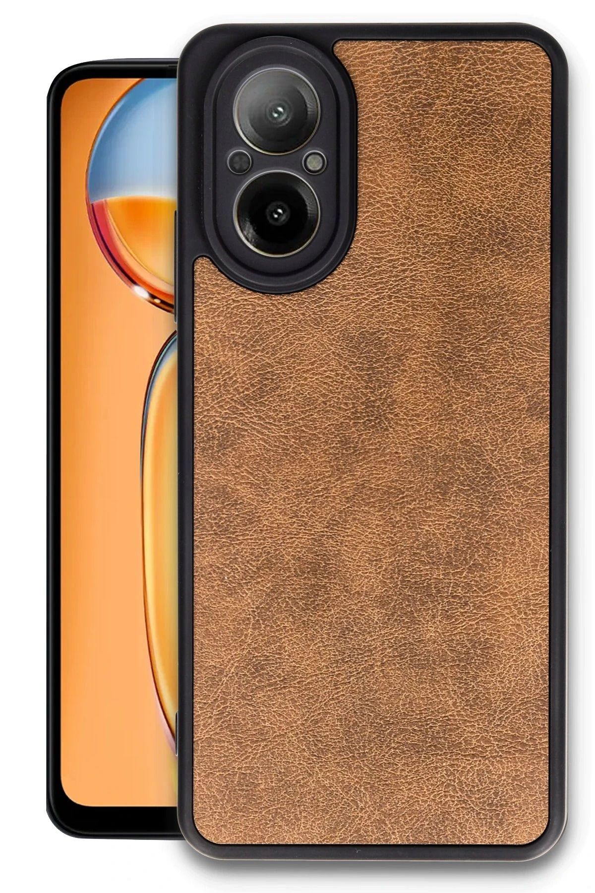NewFace Realme 12 Lite Kılıf Aras Deri Kapak - Taba BSTMY