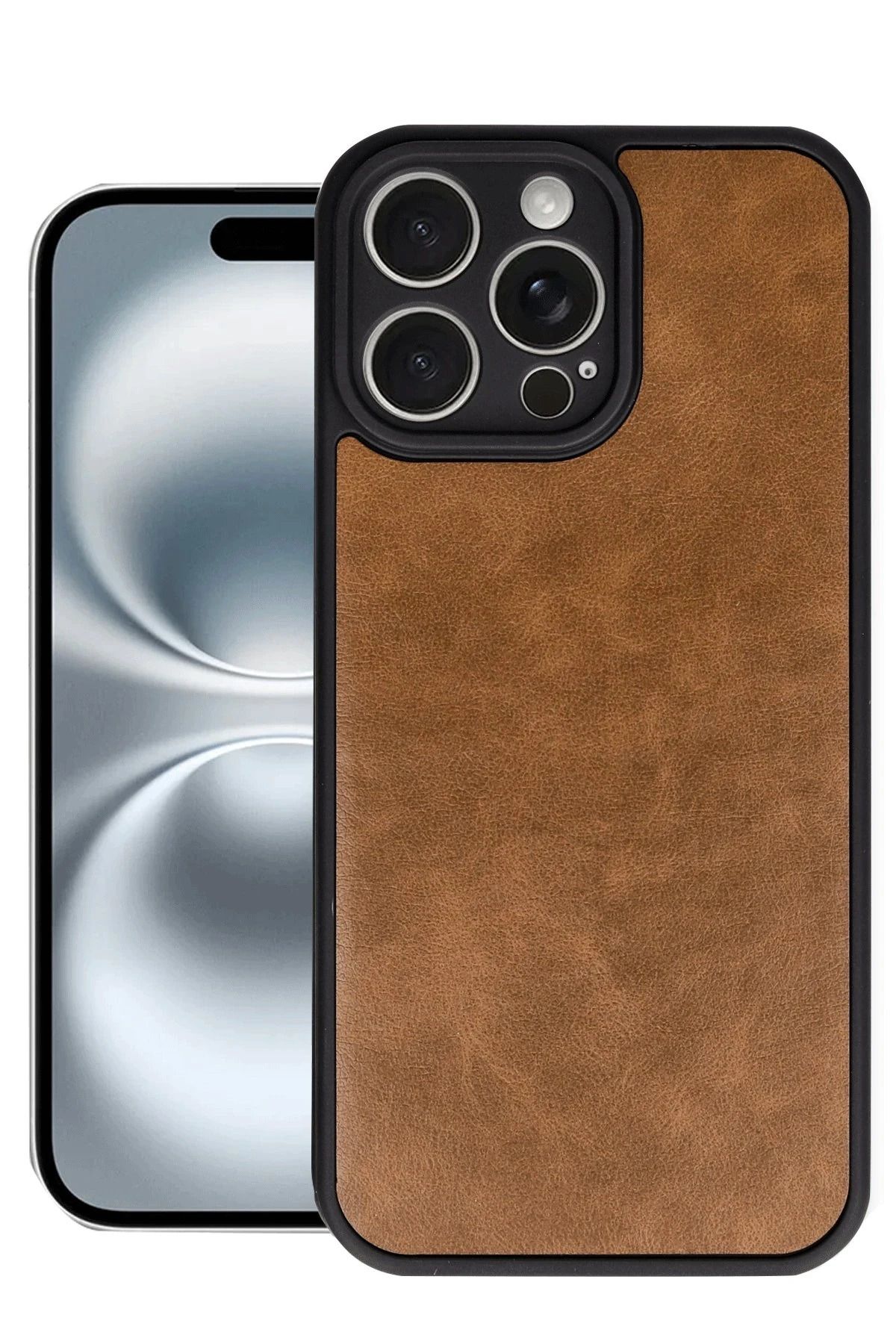 NewFace iPhone 16 Pro Max Kılıf Aras Deri Kapak - Taba HNZRN