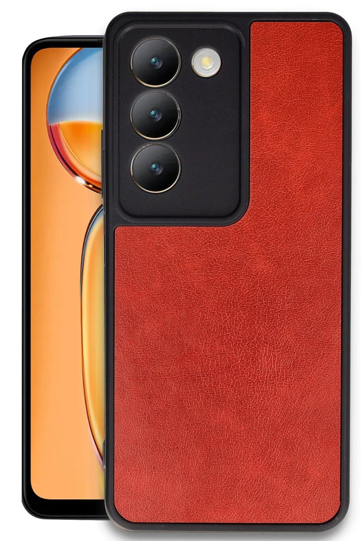 NewFace Vivo V30 Lite 4G Kılıf Aras Deri Kapak - Kırmızı HNZRN