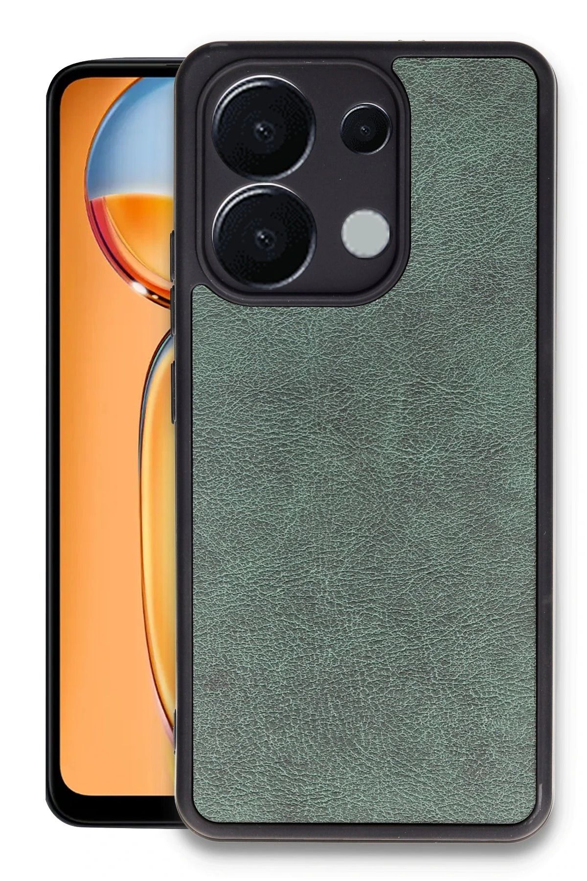 NewFace Xiaomi Redmi Note 13 4G Kılıf Aras Deri Kapak - Koyu Yeşil INSLM