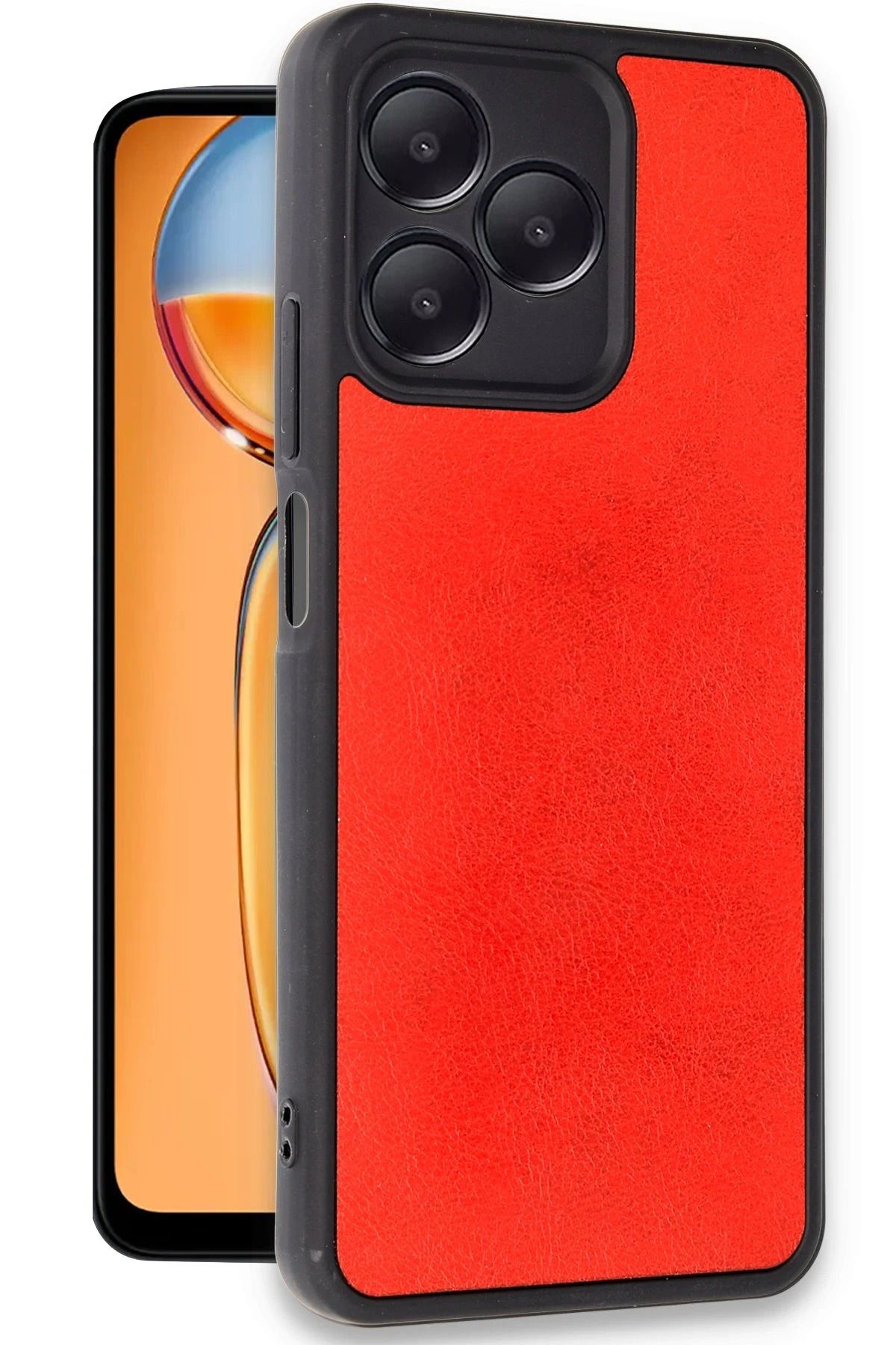 NewFace Realme Note 50 4G Kılıf Aras Deri Kapak - Kırmızı BSTMY