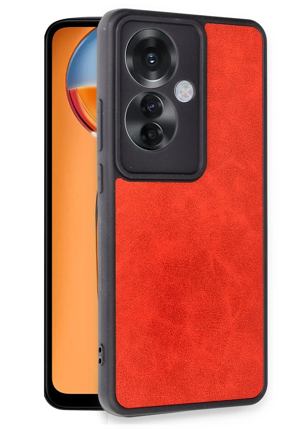 cepmoda Oppo RENO 11F (5G) - Premium Leather Kaplama Esnek Silikon/Kapak (Yerli/Deri/Esnek) - KIRMIZI