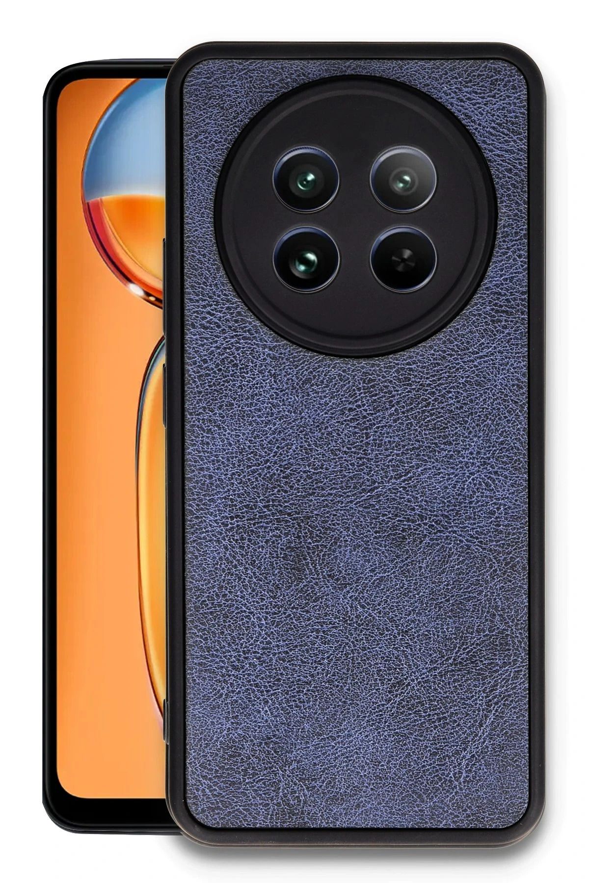 NewFace Realme 12 5G Kılıf Aras Deri Kapak - Lacivert HNZRN