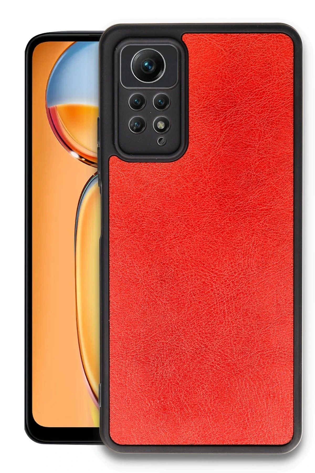 NewFace Xiaomi Redmi Note 12 Pro 4G Kılıf Aras Deri Kapak - Kırmızı HNZRN