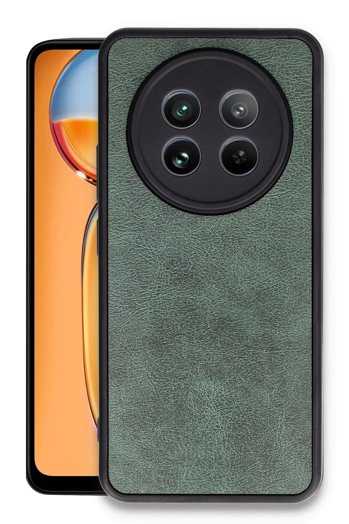 NewFace Realme 12 5G Kılıf Aras Deri Kapak - Koyu Yeşil BSTMY