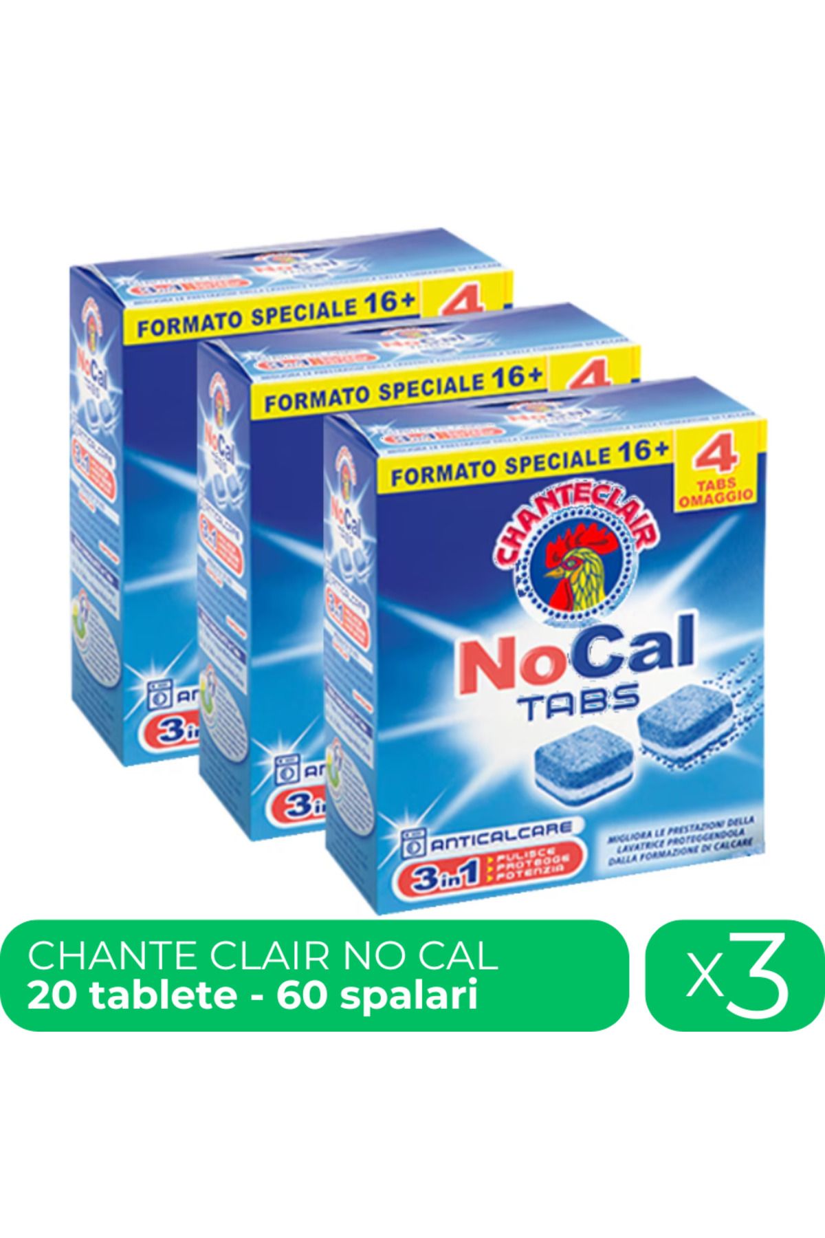 chante clair , Tablete Anticalcar, 3 Pachete X 20 Tablete, 60 Spalari - One Size