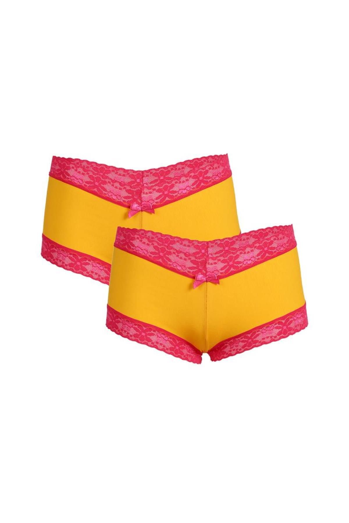 Celira Kadın Pamuklu 2li Boxer Sarı 40265