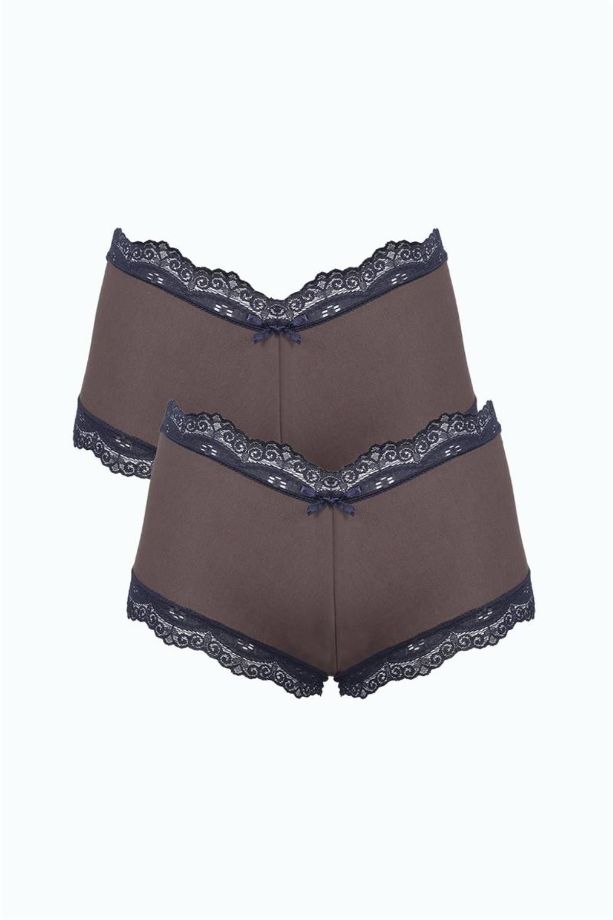 Celira Kadın Pamuklu 2li Boxer Kahve 40277