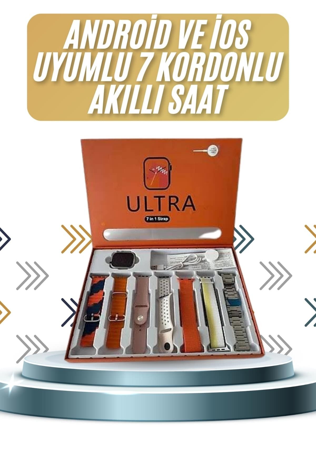 teknodayım 7 Kordonlu Akıllı Saat Plastik Kordon Hasır Kordon Çelik Kordon