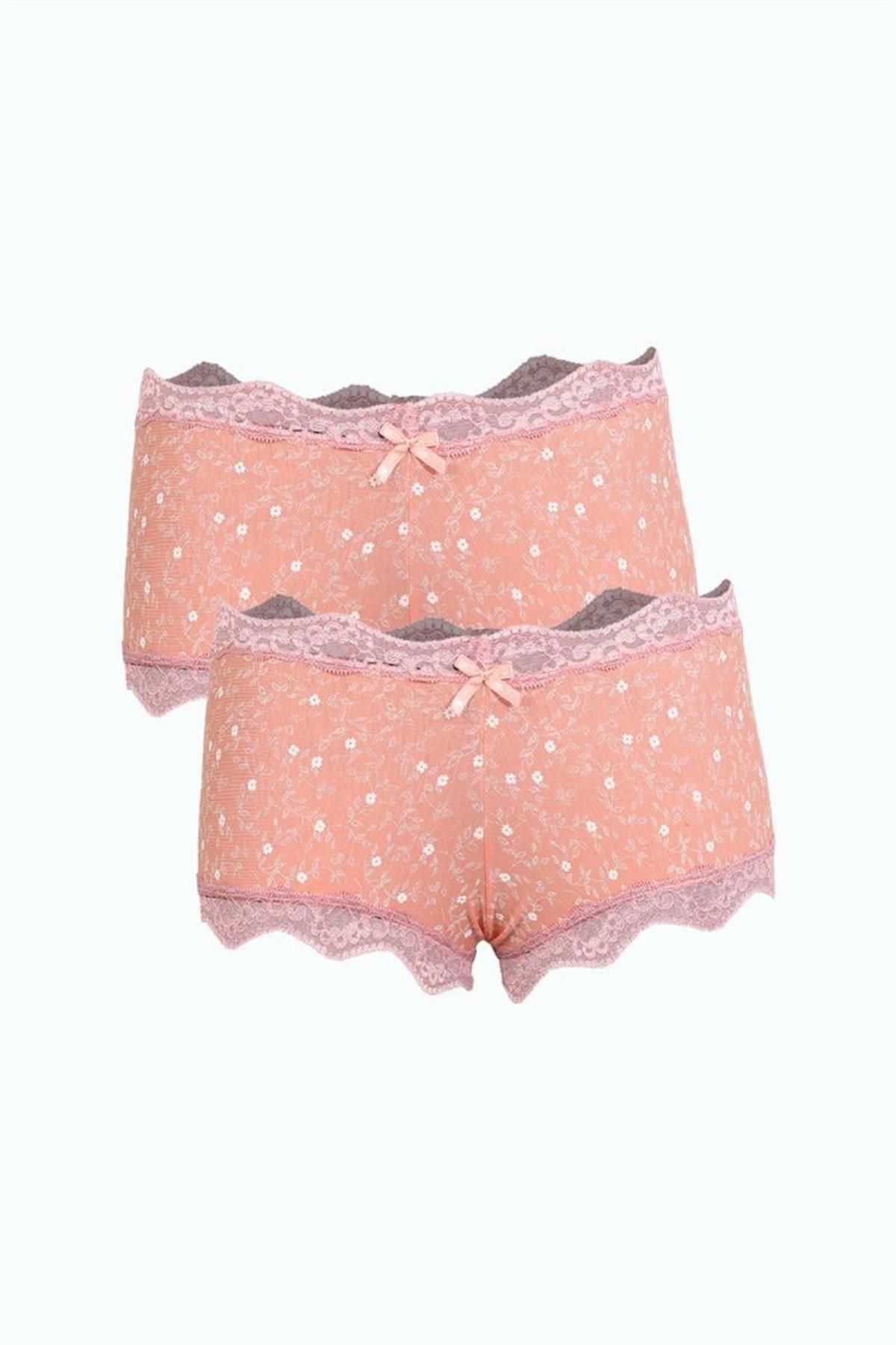 Celira Kadın Pamuklu 2li Boxer Somon