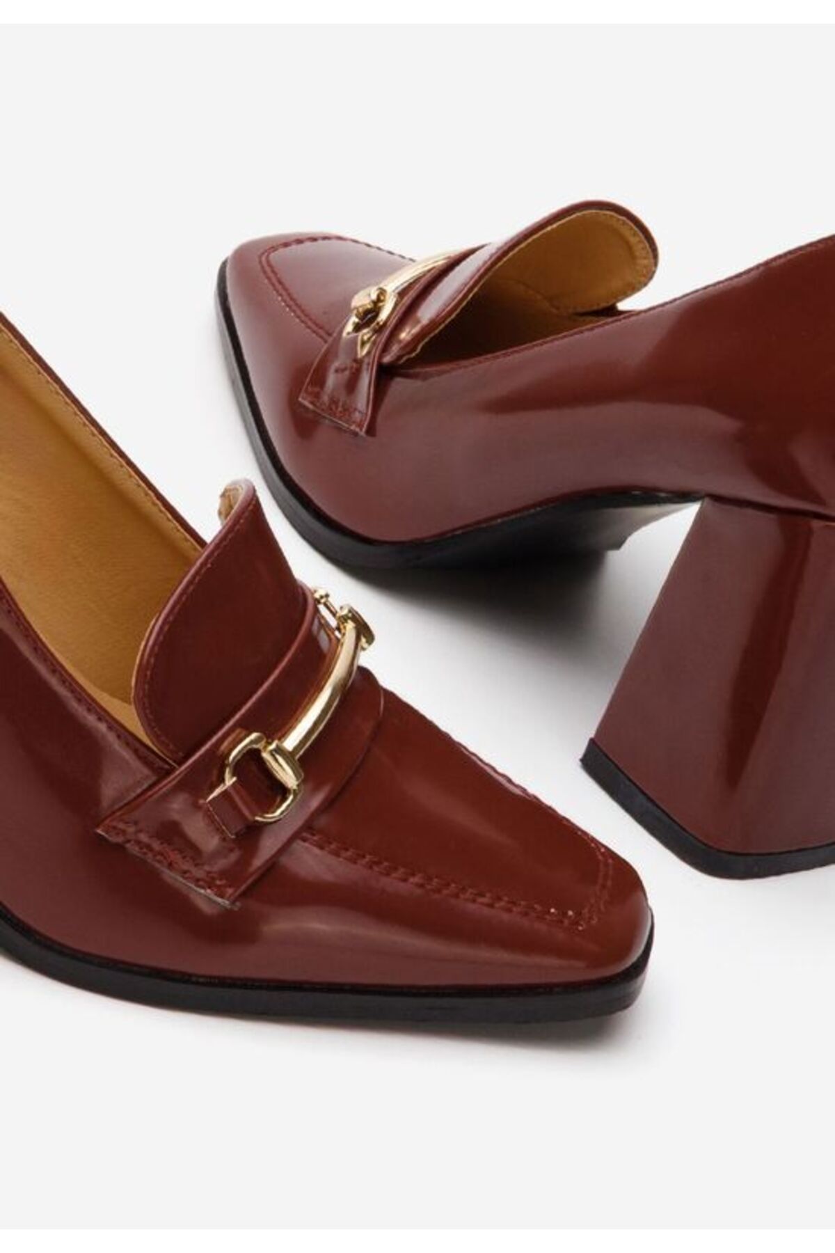 B T Shoes-Mocasini cu toc Noriana grena 5