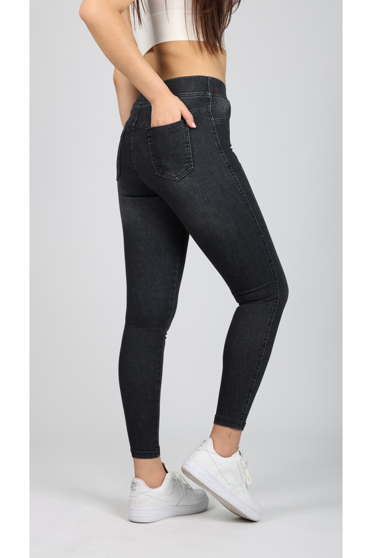 GÜLİZİM BUTİK  Kadın Kot Pantolon Beli Lastikli Yüksek Bel Likralı Büyük-Küçük Beden Jeans - Görsel 6