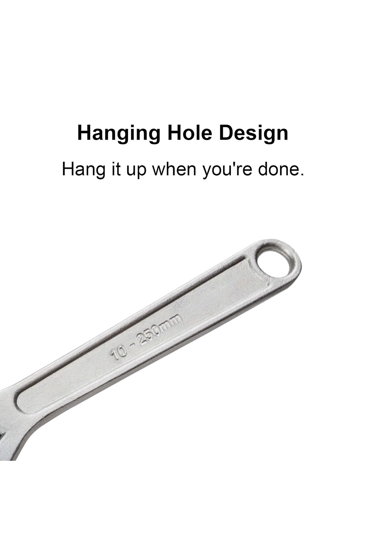Generic-Adjustable Wrench 10 Inch (250mm), Chrome Vanadium Steel, Rust Resistant, with Hanging Hole 5