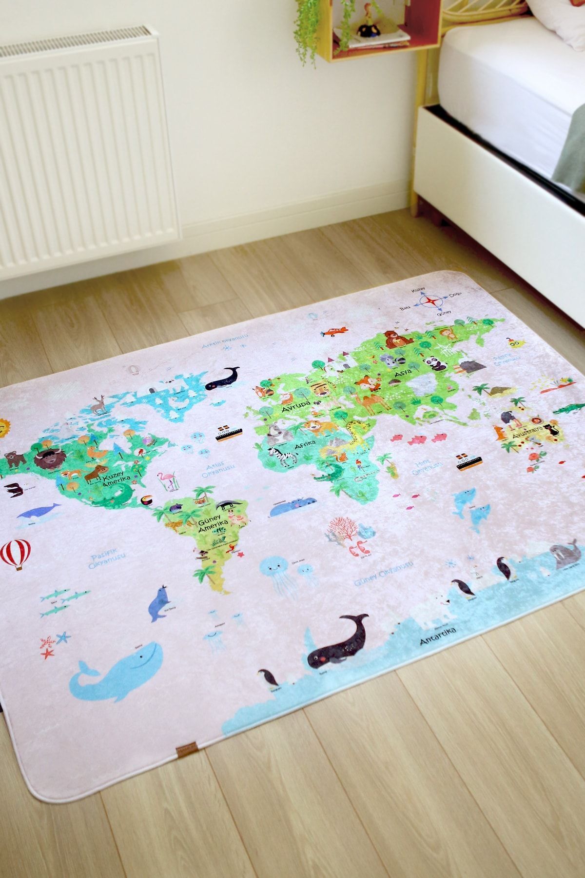 HAMUR Dünya Haritası Oyun Matı Bebek Çocuk Halısı Pembe Yenidoğan Yumuşak Aktivite Etkinlik Örtüsü fotoğrafı 2 (önizleme)