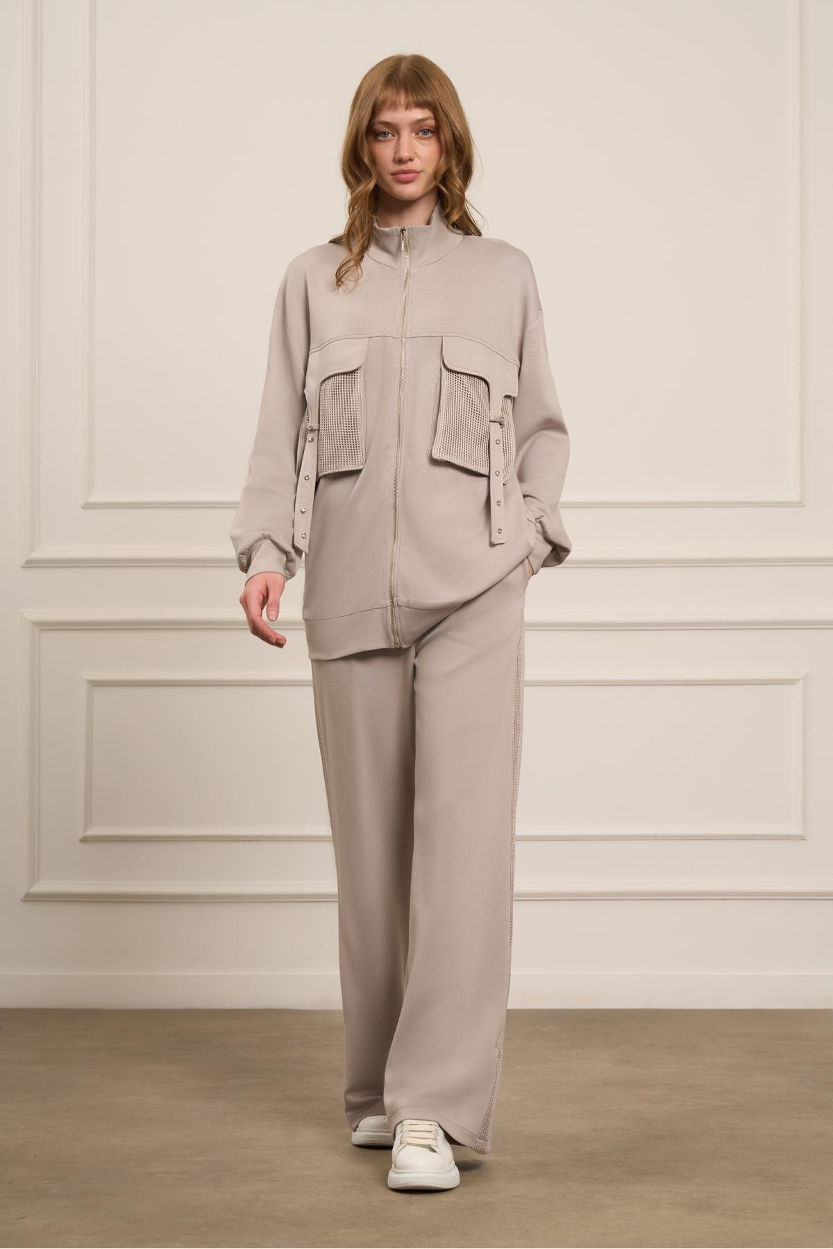 FTZ WOMEN-Women's Trouser Suit Gray 31071 4