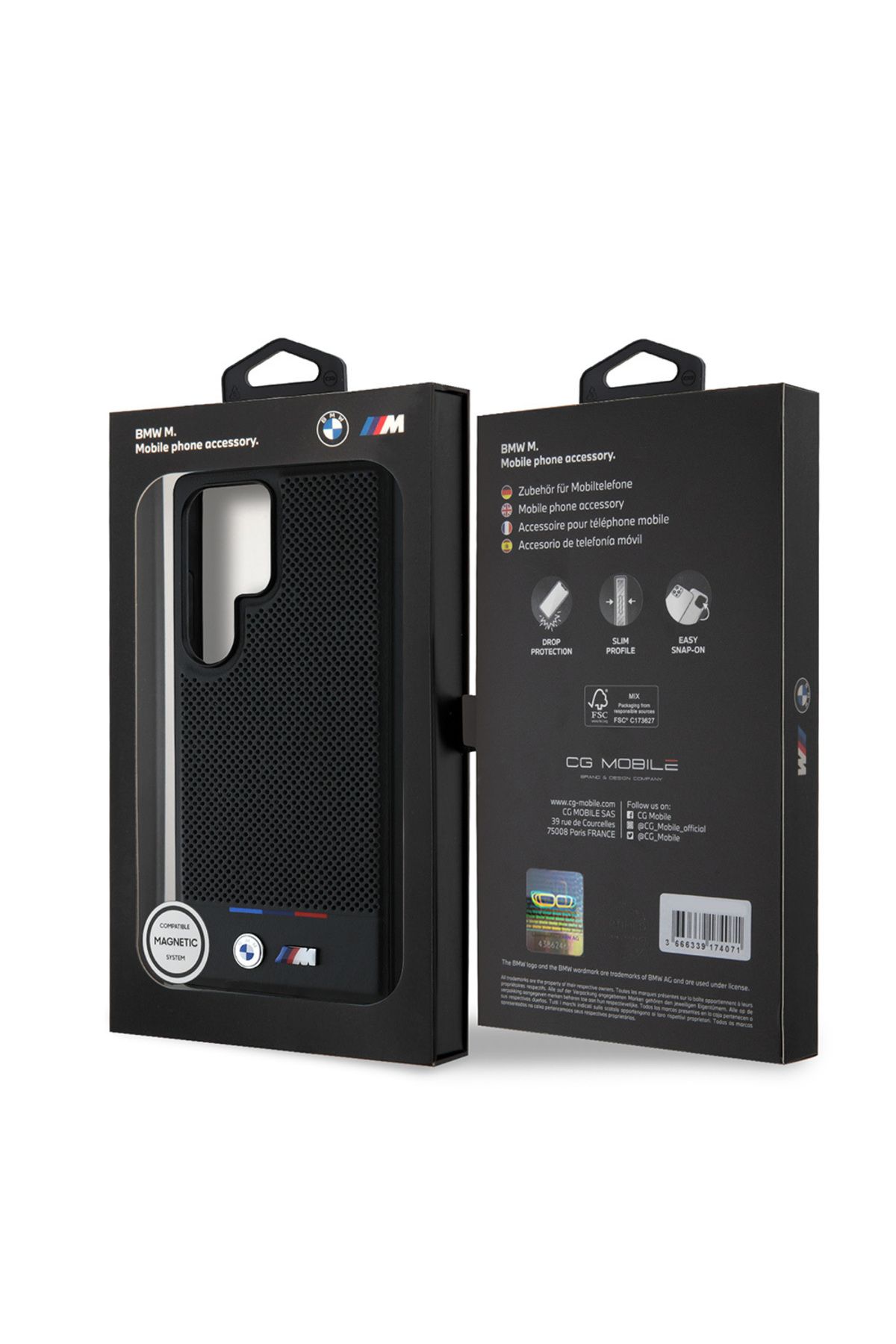 کاور و قاب GALAXY S25 ULTRA CASE دارای مجوز MAGSAFE سازگار با سه PU سیاه سوراخ شده راه BMW