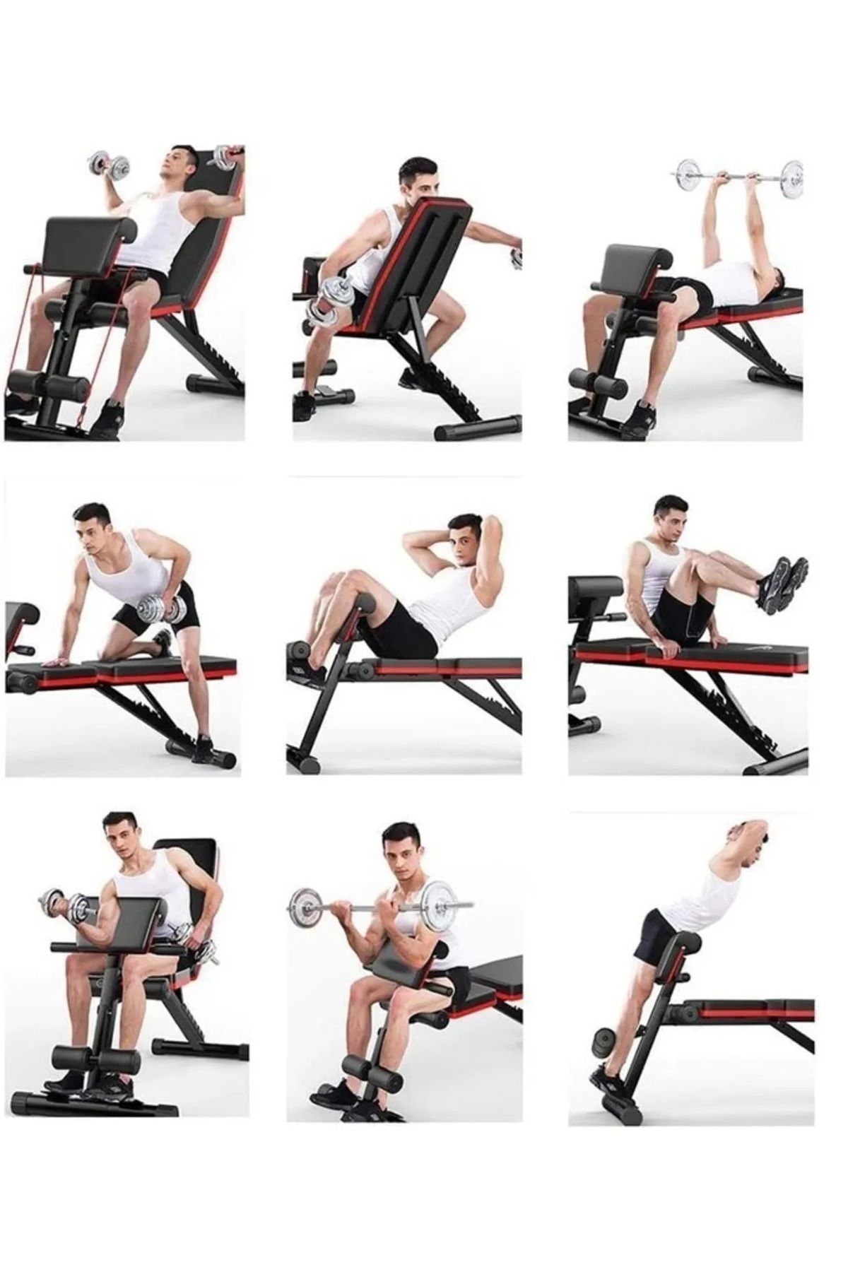 Fitness World-مقعد رفع الأثقال القابل للتعديل، مقعد صالة الألعاب الرياضية المنزلية مع مقعد تدريب متعدد الوظائف مع الدمبل 4
