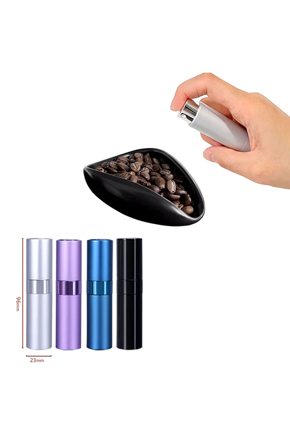 MIBRU-Coffee Bean Spray Bottle – Black Aluminum Refillable Moisturizing Sprayer (9.8x2.3cm) 4
