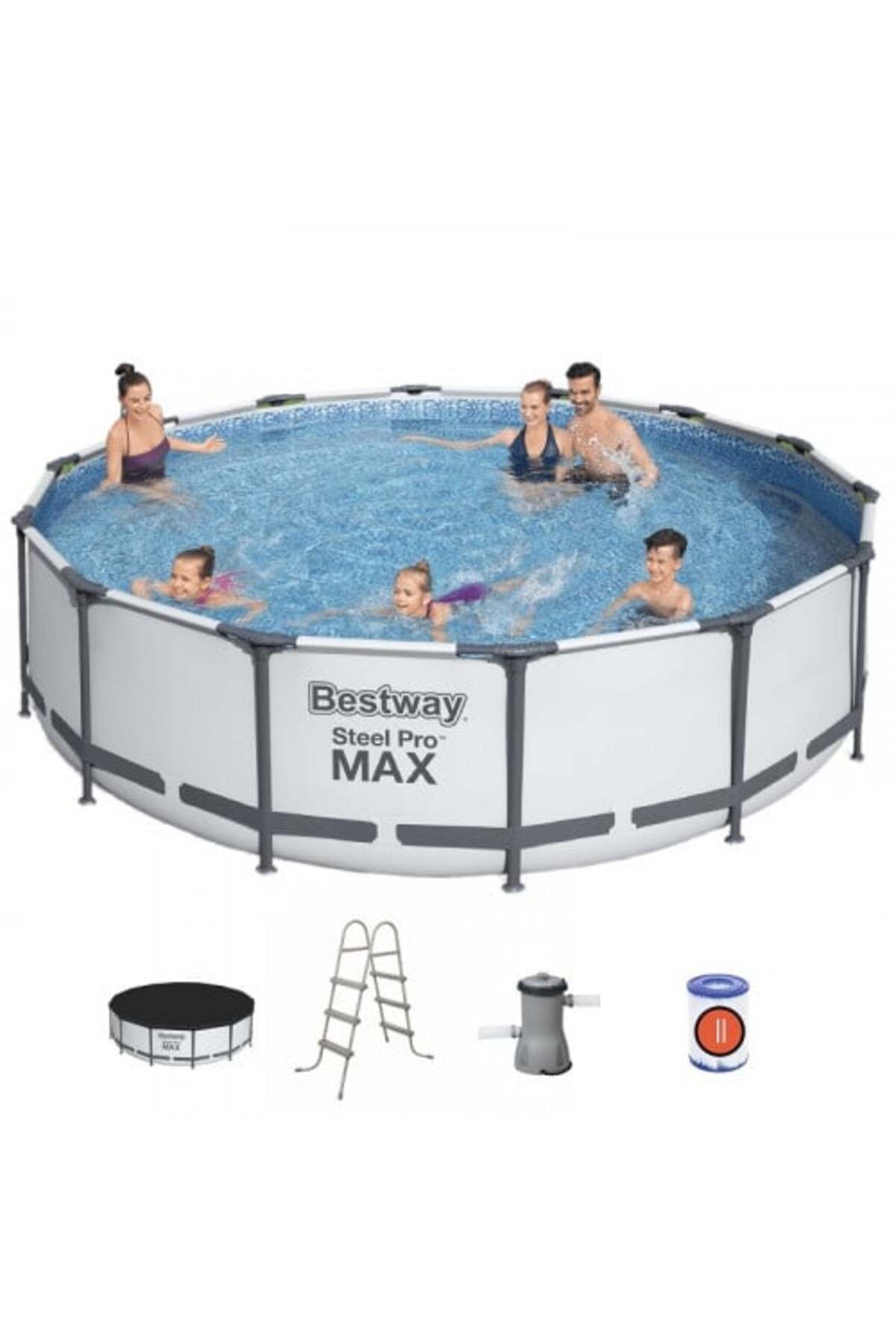 Bestway Round lead column pool with filter, ladder and cover- Trendyol