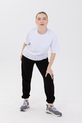 Saliha Art Project Siyah Unisex Paça Lastikli Eşofman Altı