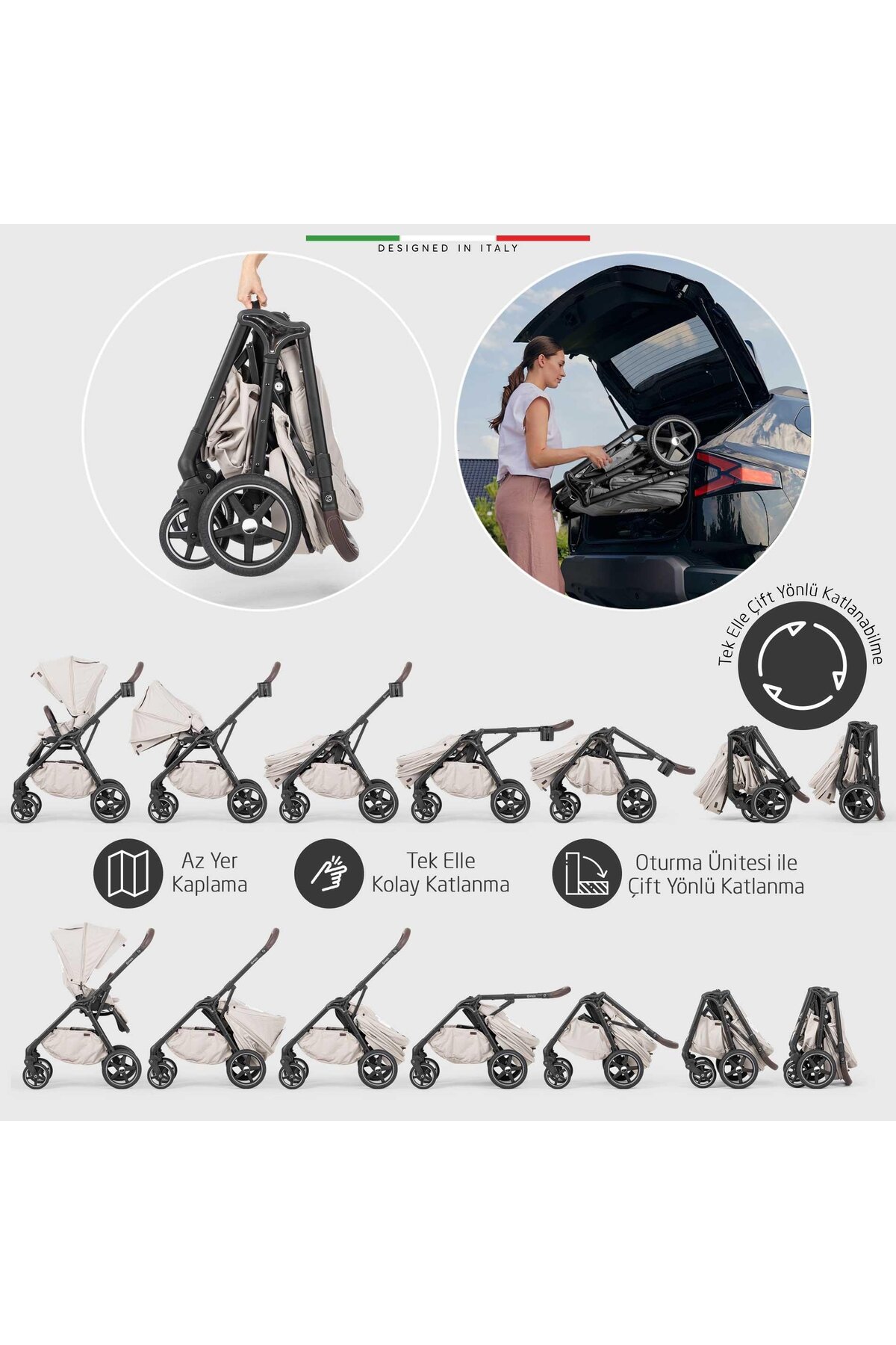 Elele Hera Çift Yönlü Bebek Arabası Silver Siyah fotoğrafı 4 (önizleme)