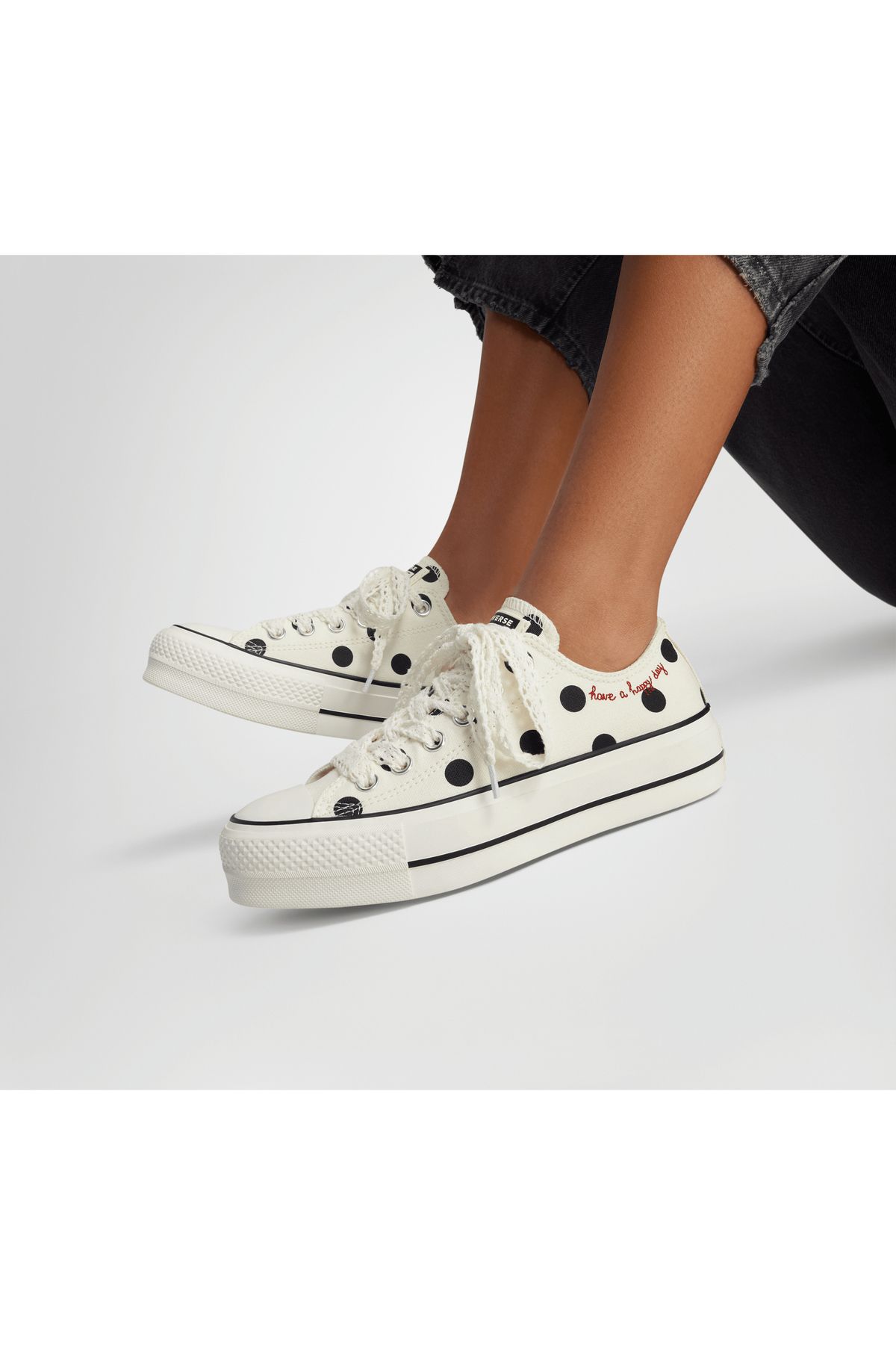 converse-Sneakers Converse Chuck Taylor All Star Lift Platform Polka Dots, Beige, Unisex 11
