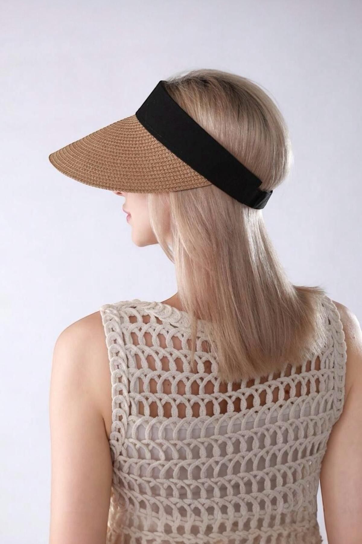 BAHELS-Imported Folding Visor Straw Hat Sunscreen Visor Camel 1