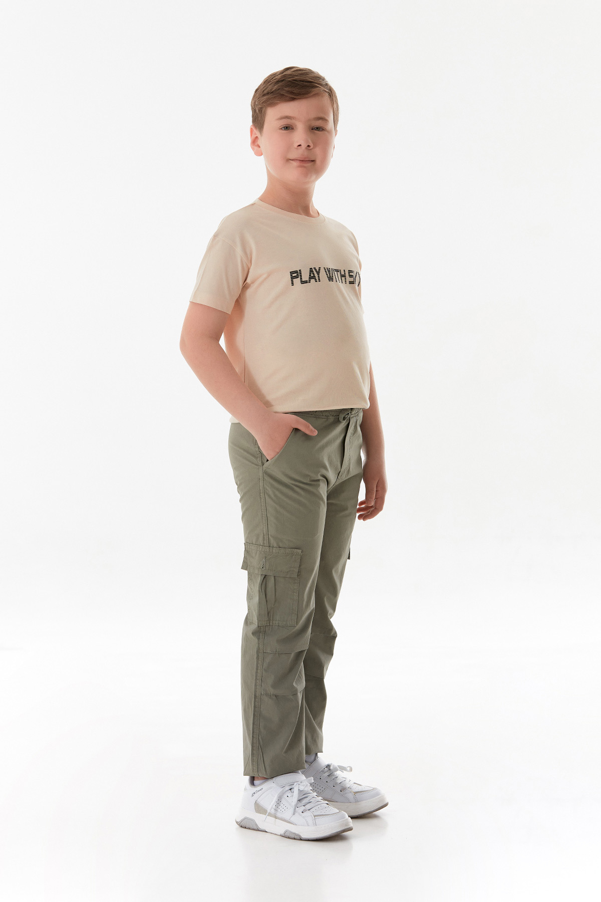 Fulla Moda-100% Cotton Elastic Waist Parachute Fabric Boys' Jogger Trousers 4