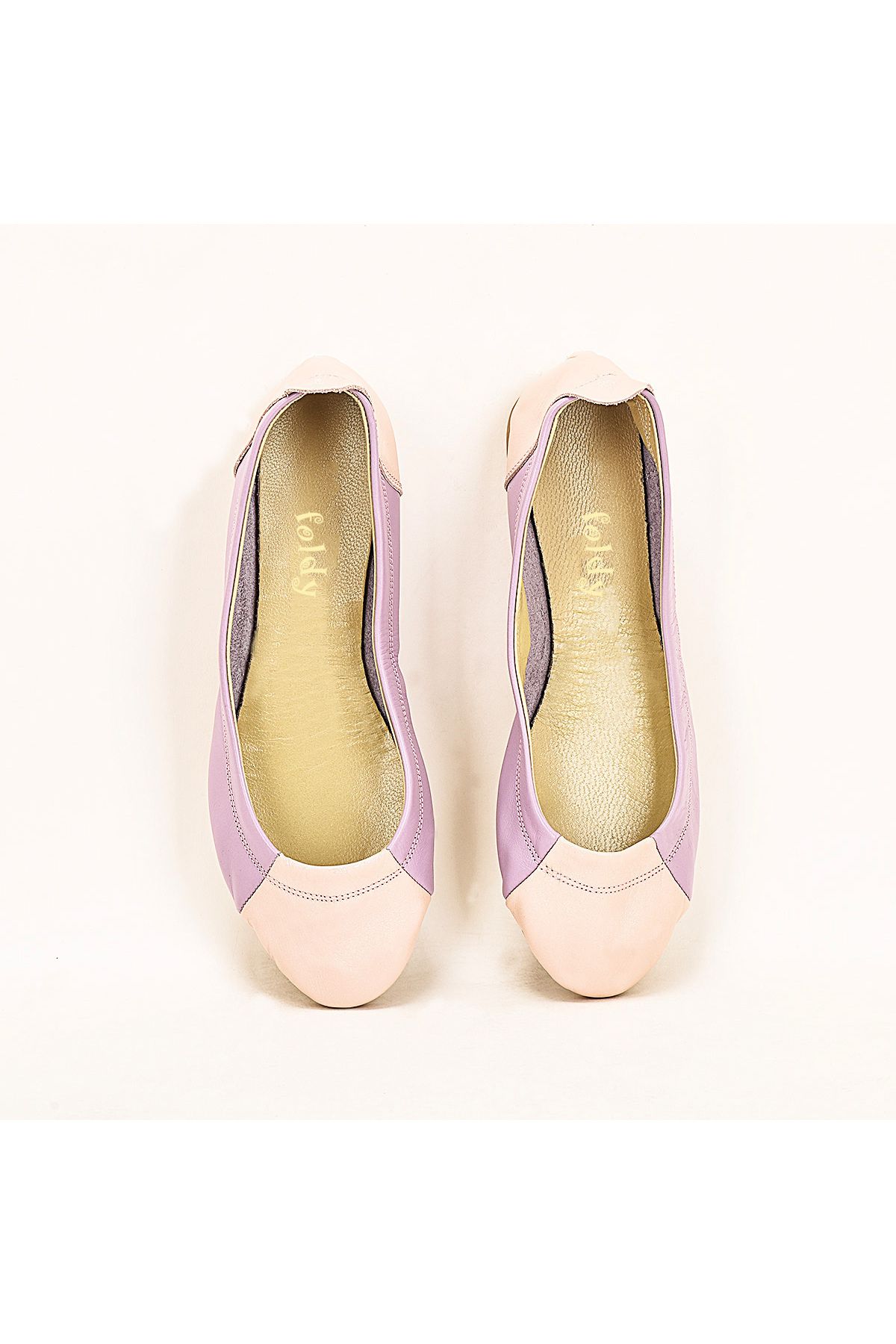 Foldy-Genuine Leather Lilac Foldable Women's Ballerinas 5