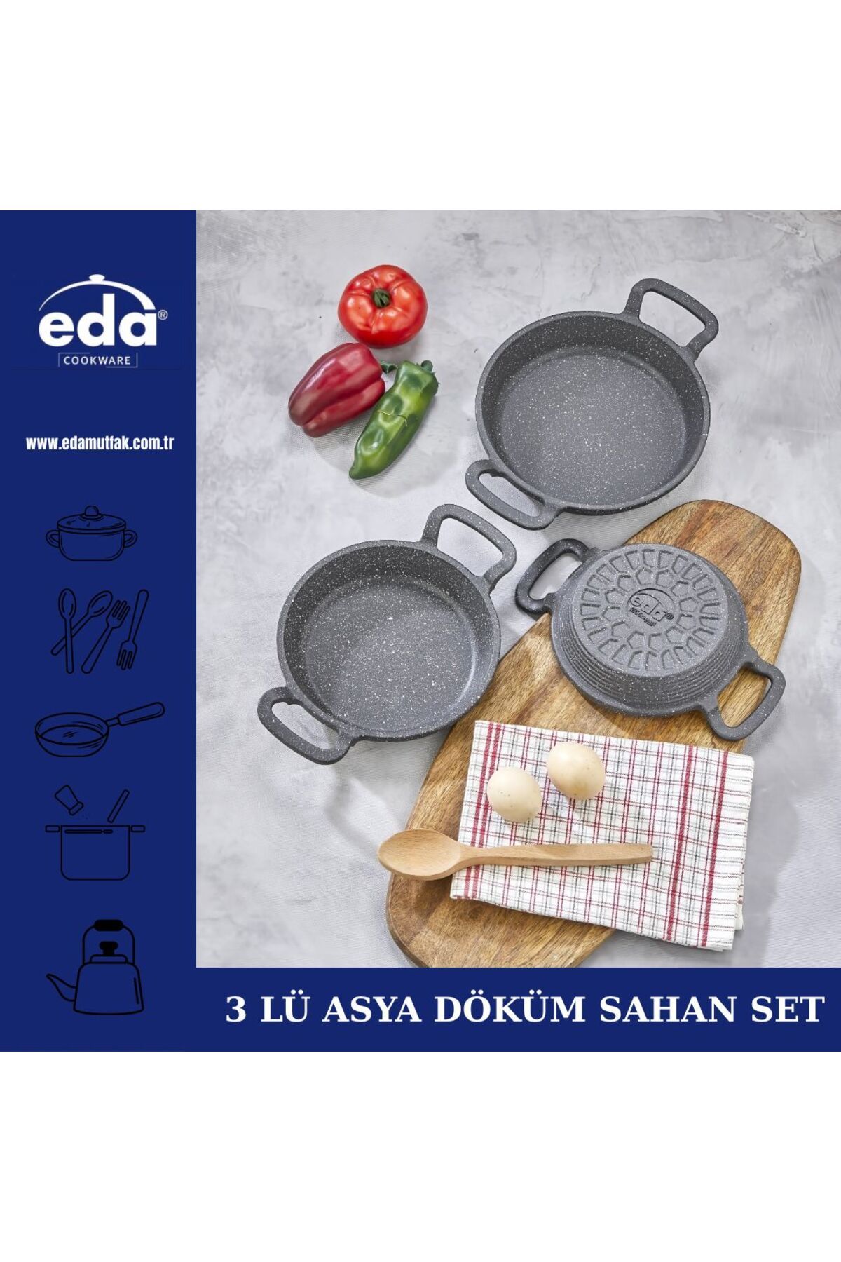 Eda-Cast Iron Pan Set 16/18/20 5