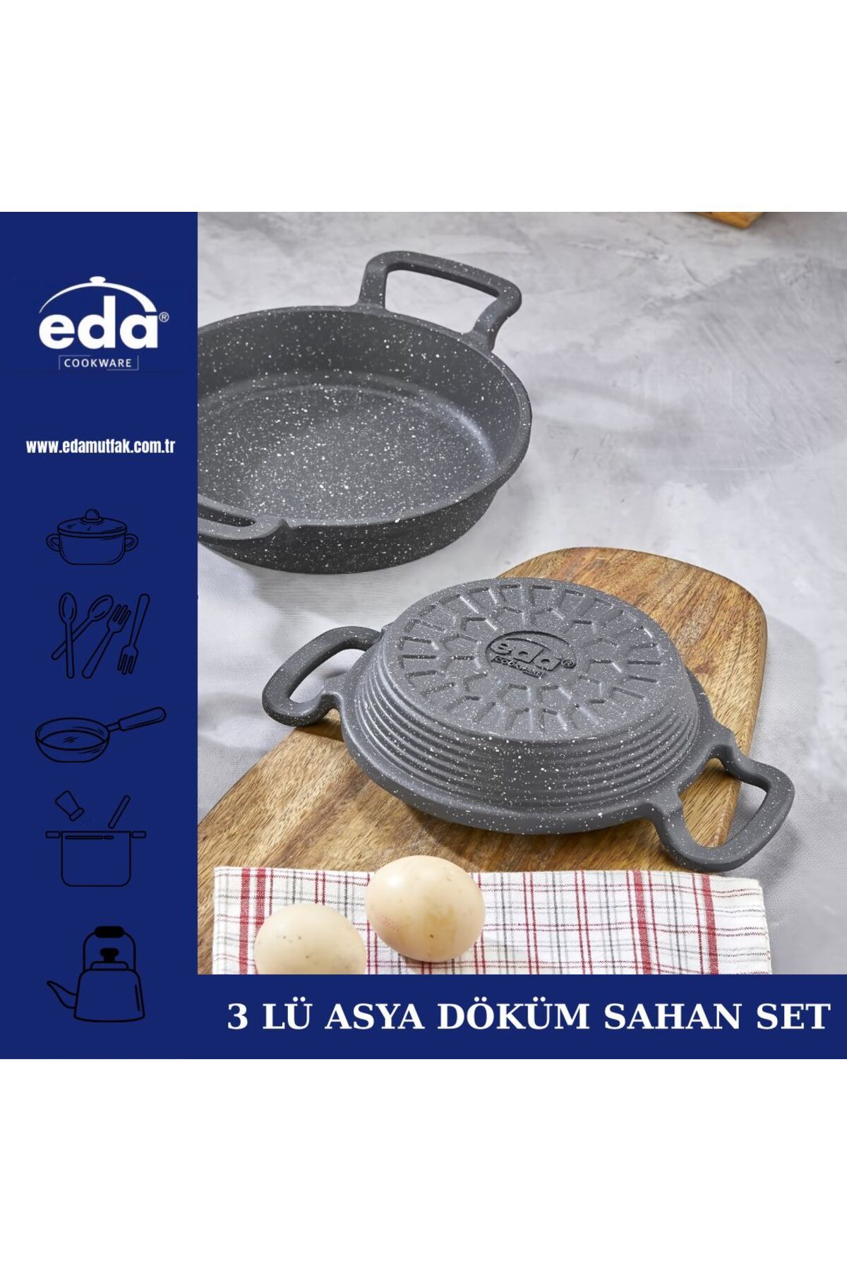 Eda-Cast Iron Pan Set 16/18/20 6