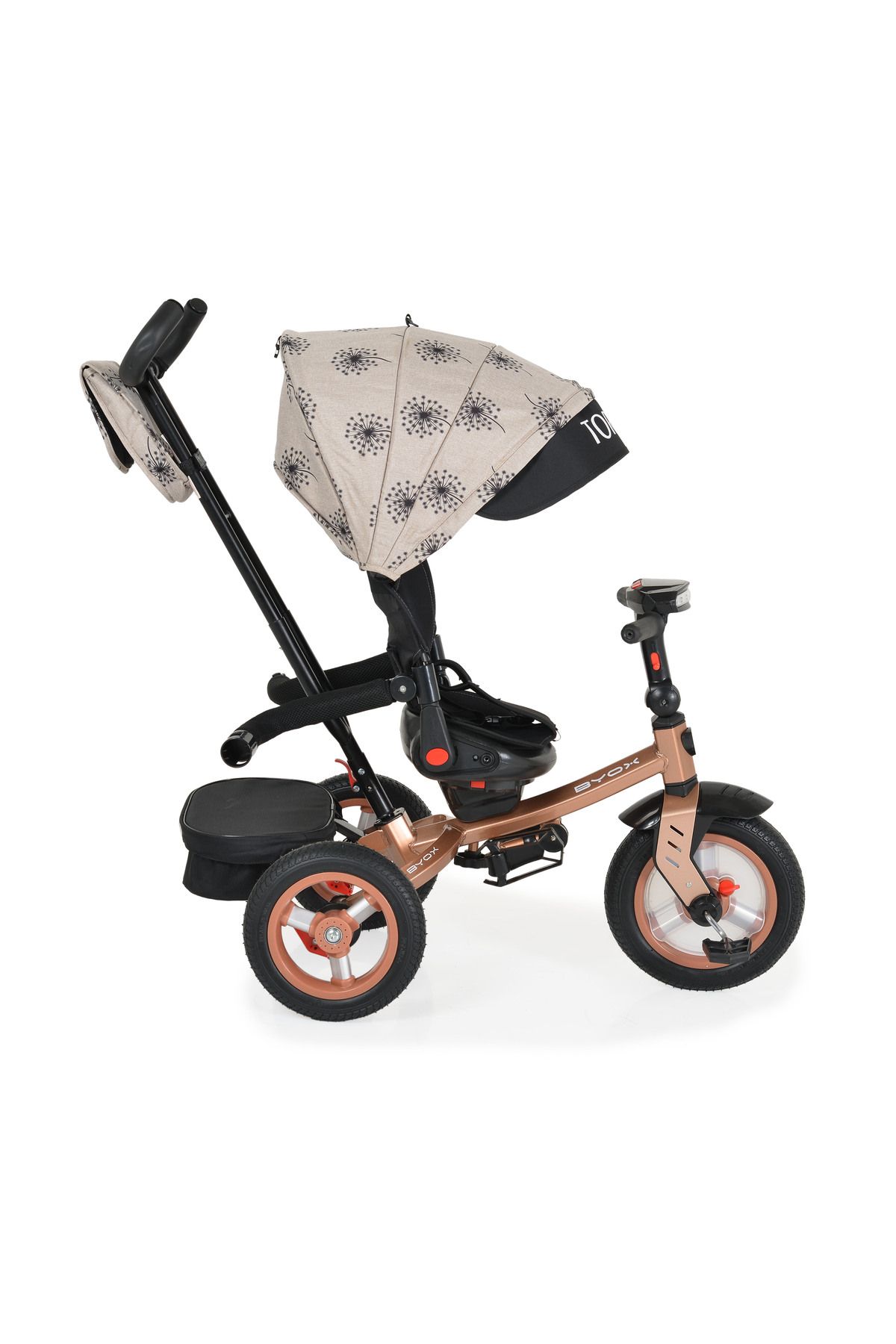 OEM-Tricicleta copii 3-6 Ani, Byox Tornado Bej, scaun reversibil,pozitie de somn, anvelope gonflabile 5