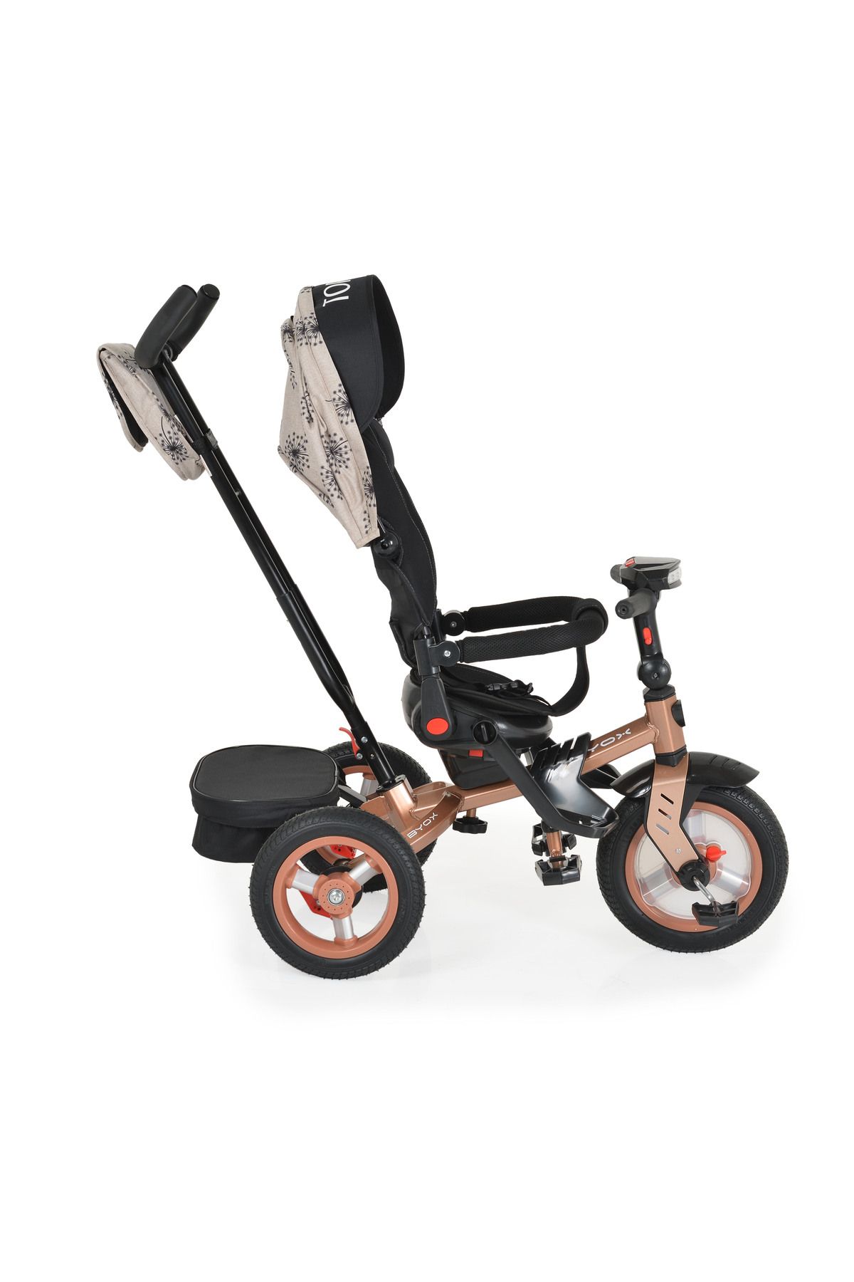 OEM-Tricicleta copii 3-6 Ani, Byox Tornado Bej, scaun reversibil,pozitie de somn, anvelope gonflabile 7