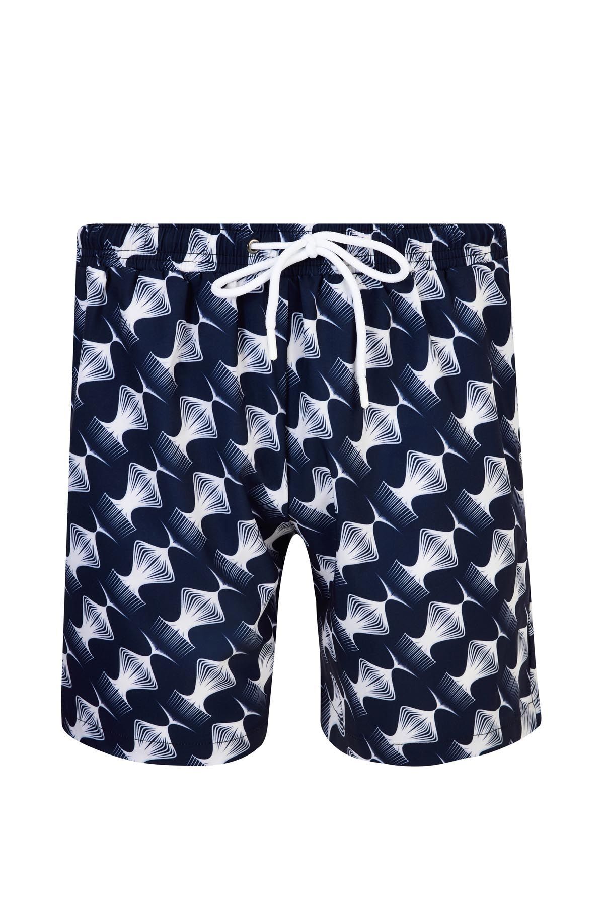 REMSA Men's swim shorts patterned ace s243 dark navy blue