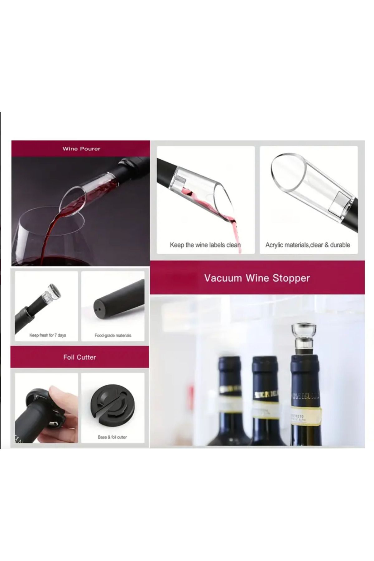 VENTURA STORE-مجموعة فتاحة زجاجات النبيذ |   فتاحة زجاجات + قاطع + مدفق + سدادة |   ارفع متعة النبيذ إلى مستويات أعلى! 6
