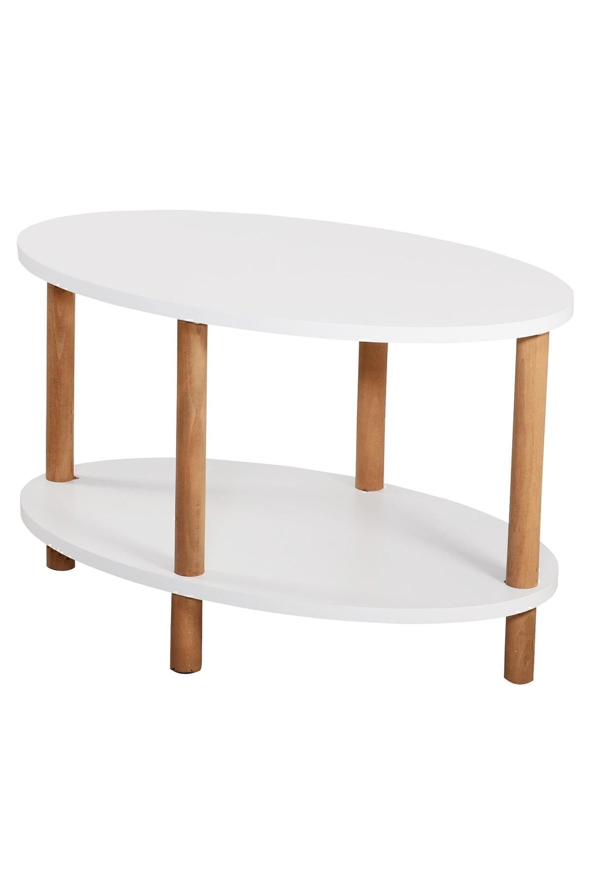 interGO-Center Table Elliptic Wooden Legs - White 3