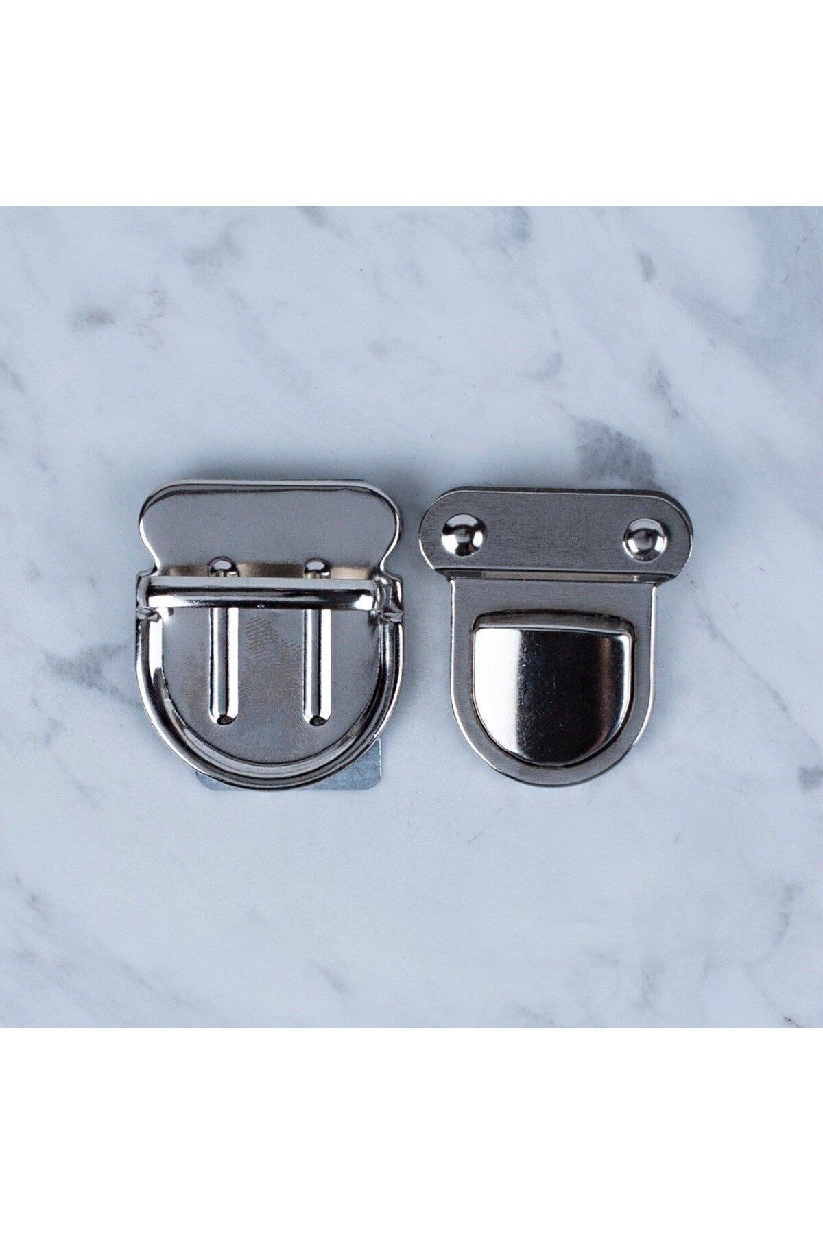 KfksStore Loren Metal Çanta Kilidi Büyük Gümüş