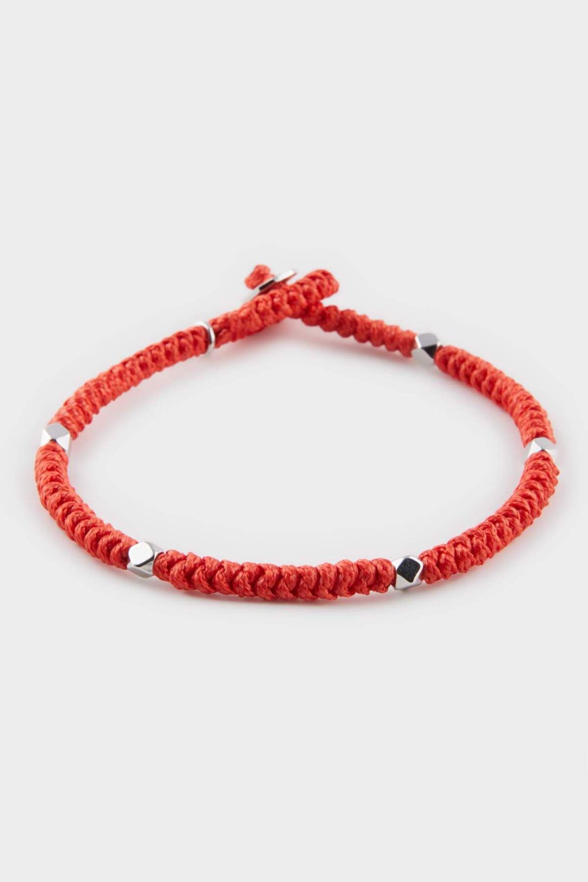 DeFacto-Herrenarmband – geflochtenes Seil, Stahlstück, Silber und rote Schlangenmodell E6123axns 5
