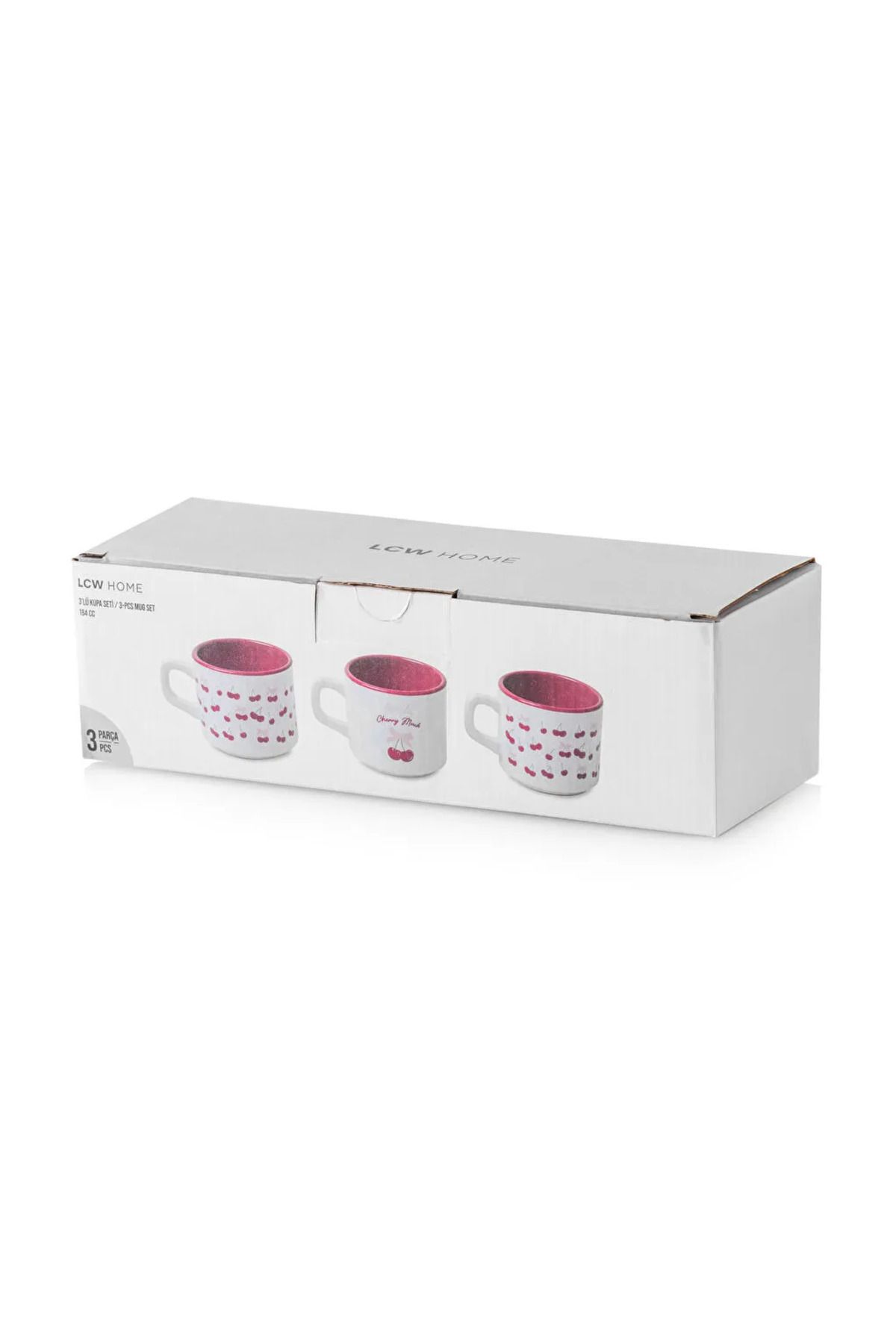 LC Waikiki-Lcw Home Mixed Cherry Printed Ceramic Mug Set of 3 184 ml 5