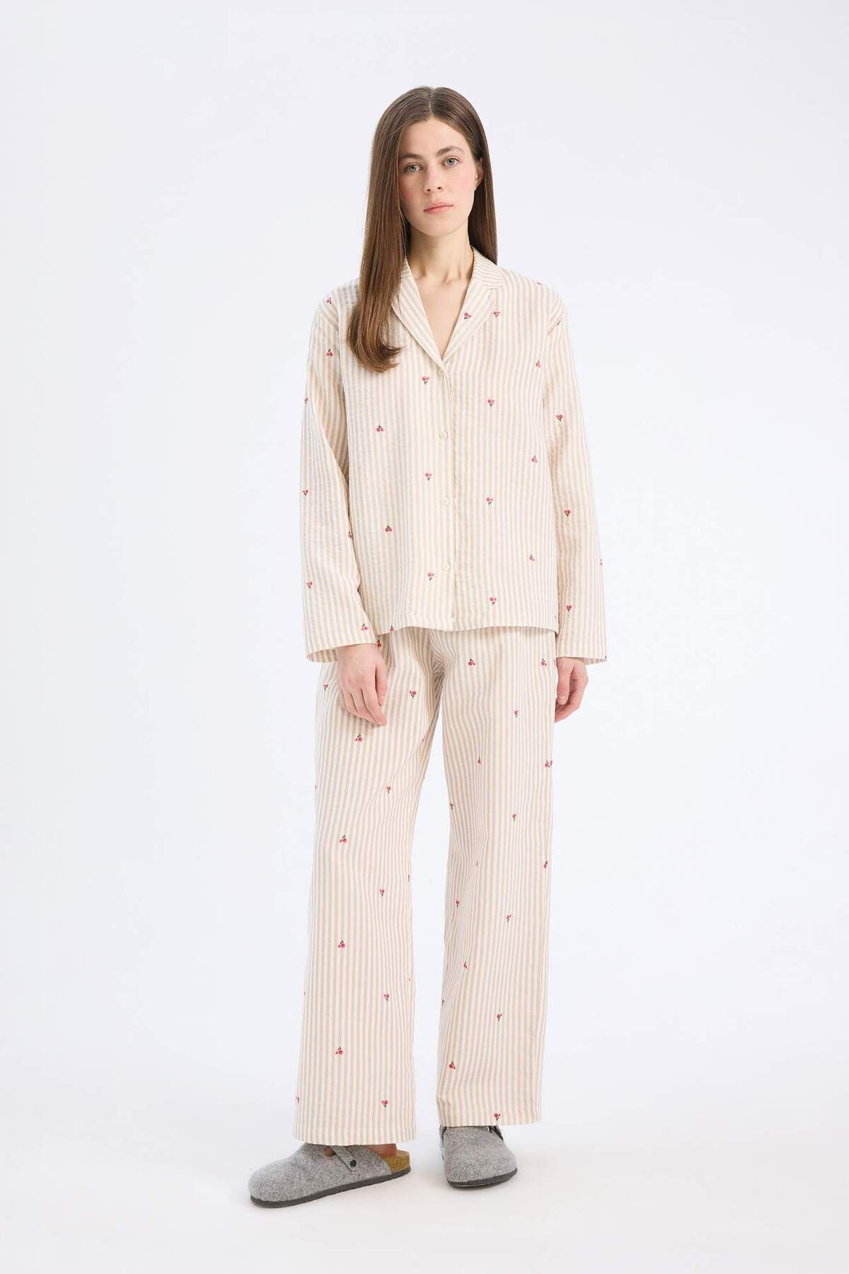 DeFacto-Long Length Muslin Pajamas Six-Fall in Love E5771Ax25Sp 4